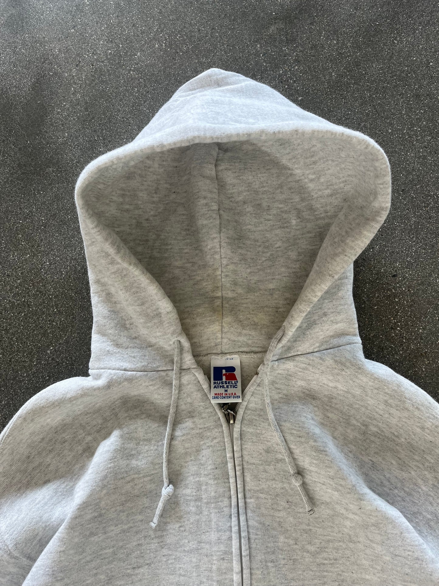 90’S HEATHER GRAY RUSSELL ZIP UP HOODIE - BOXY M