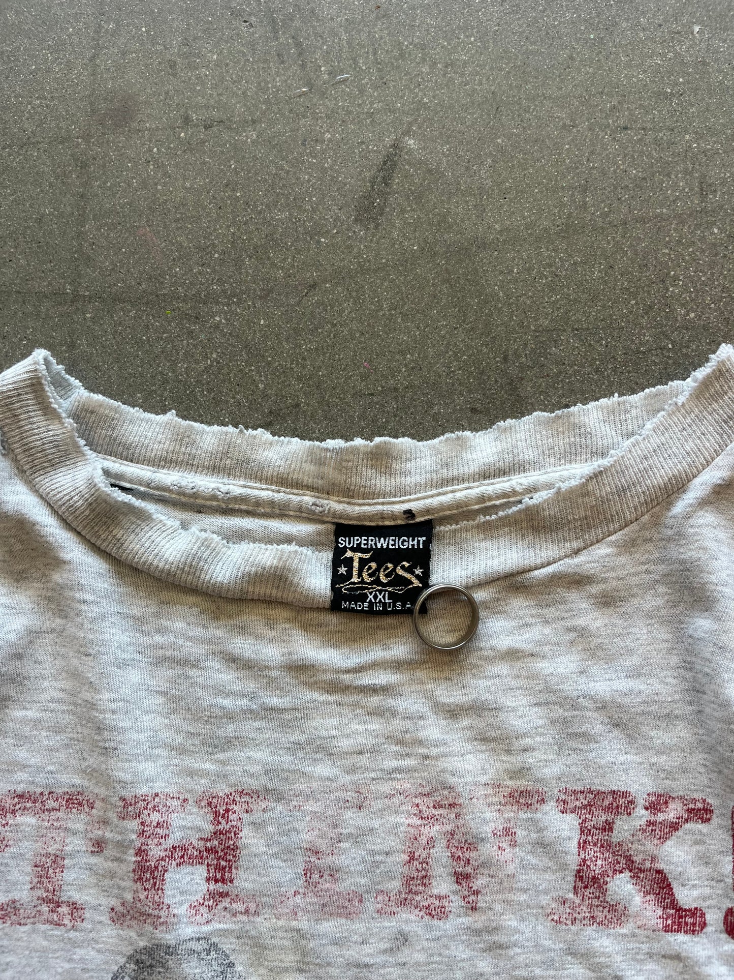 90’S DISTRESSED “THINK!” SCULPTURE TEE - XXL