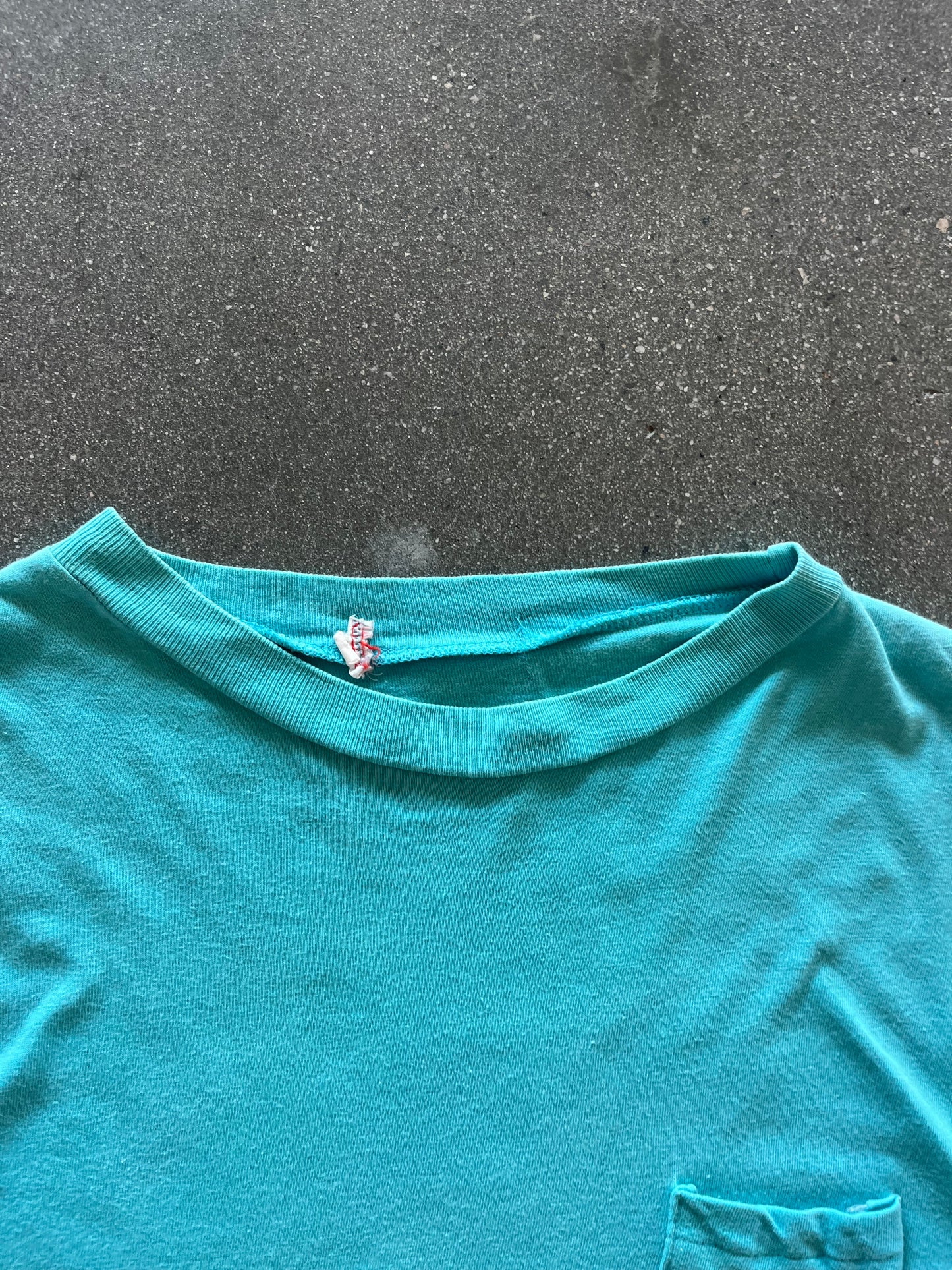 70’S TEAL POCKET TEE - BOXY S