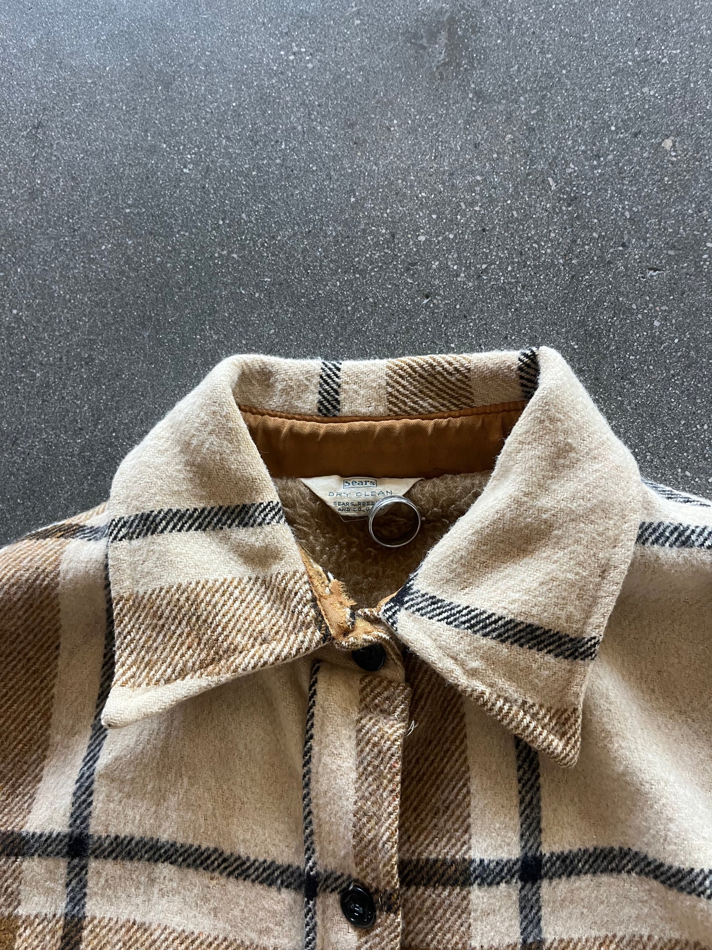 70’S SEARS PLAID FLANNEL COAT - L