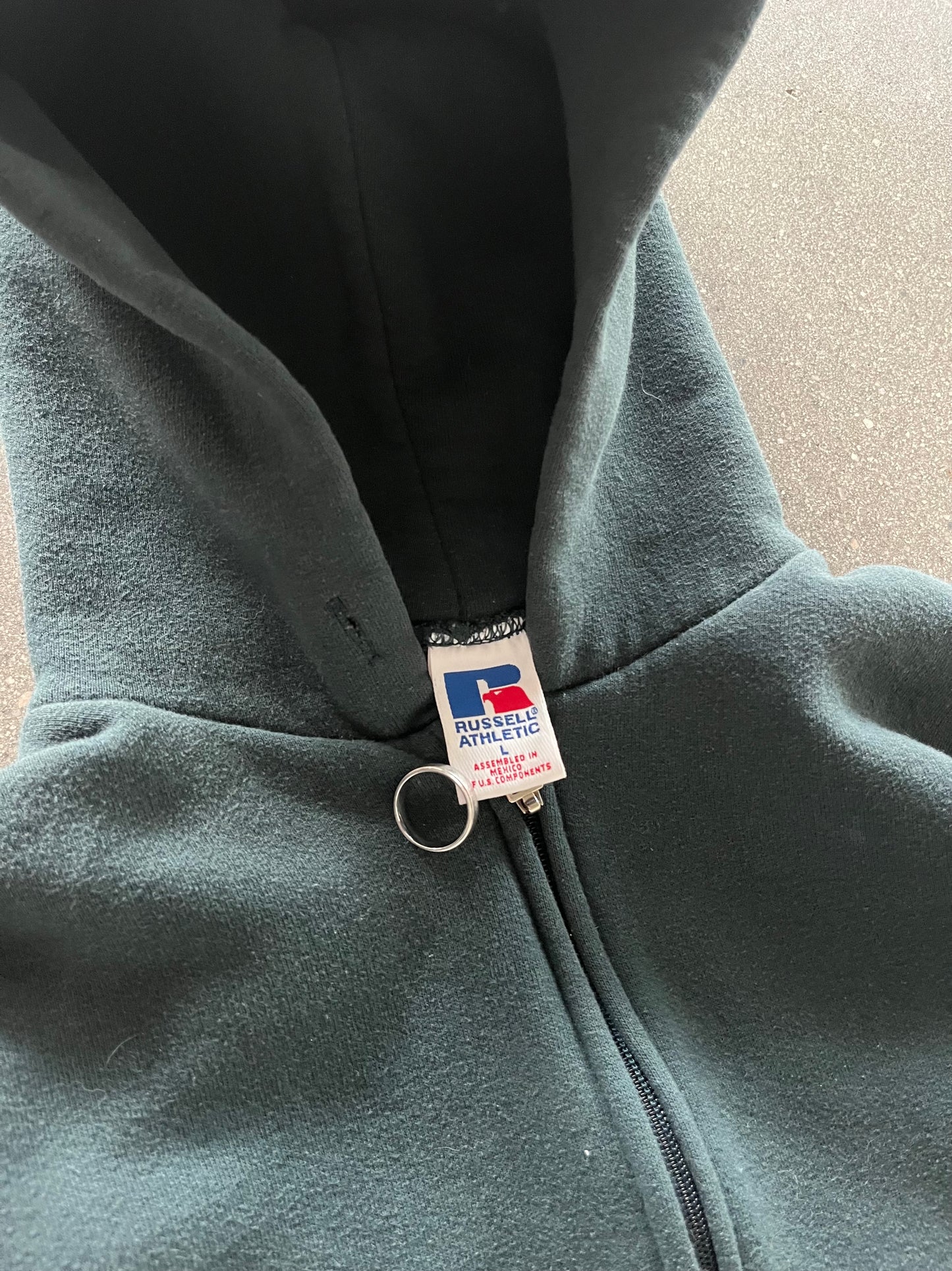 90’S HUNTER GREEN RUSSELL ZIP UP HOODIE - BOXY L
