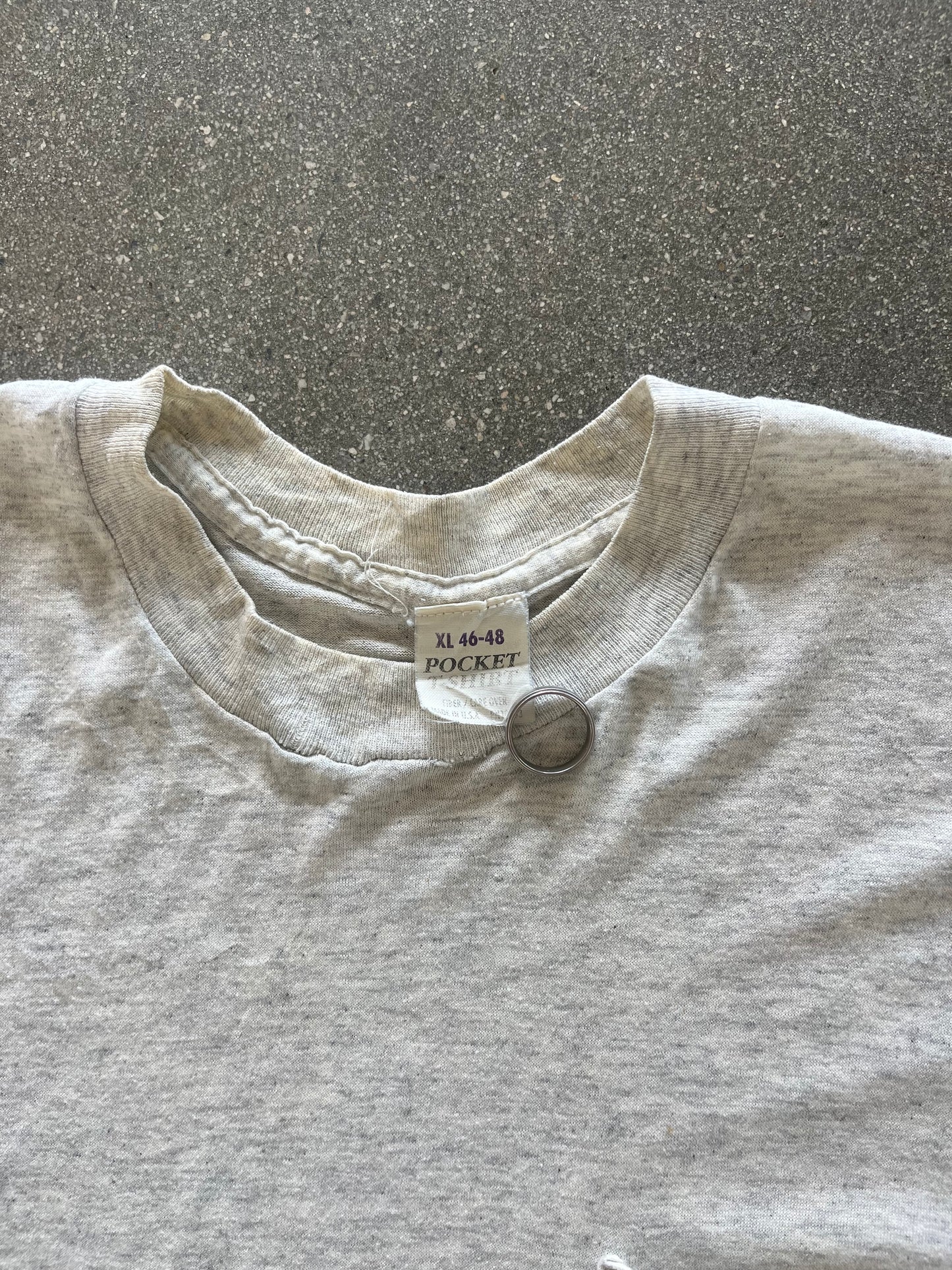90’S HEATHER GRAY POCKET TEE - L