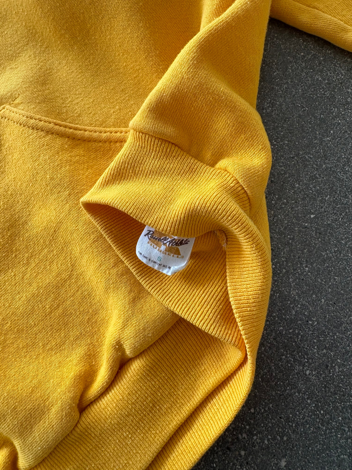 70’S MUSTARD YELLOW RUSSELL HOODIE - S