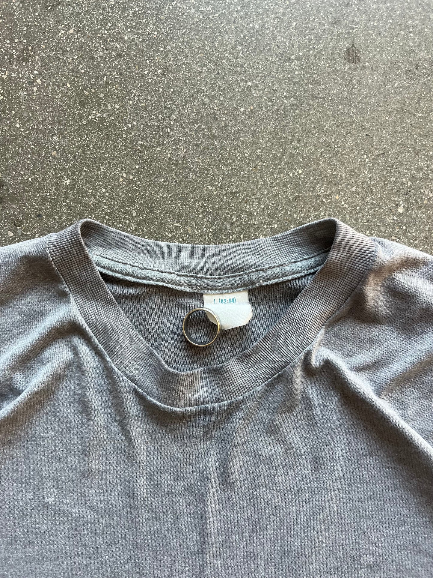 80’S HEATHER GRAY SELVEDGE POCKET TEE - L