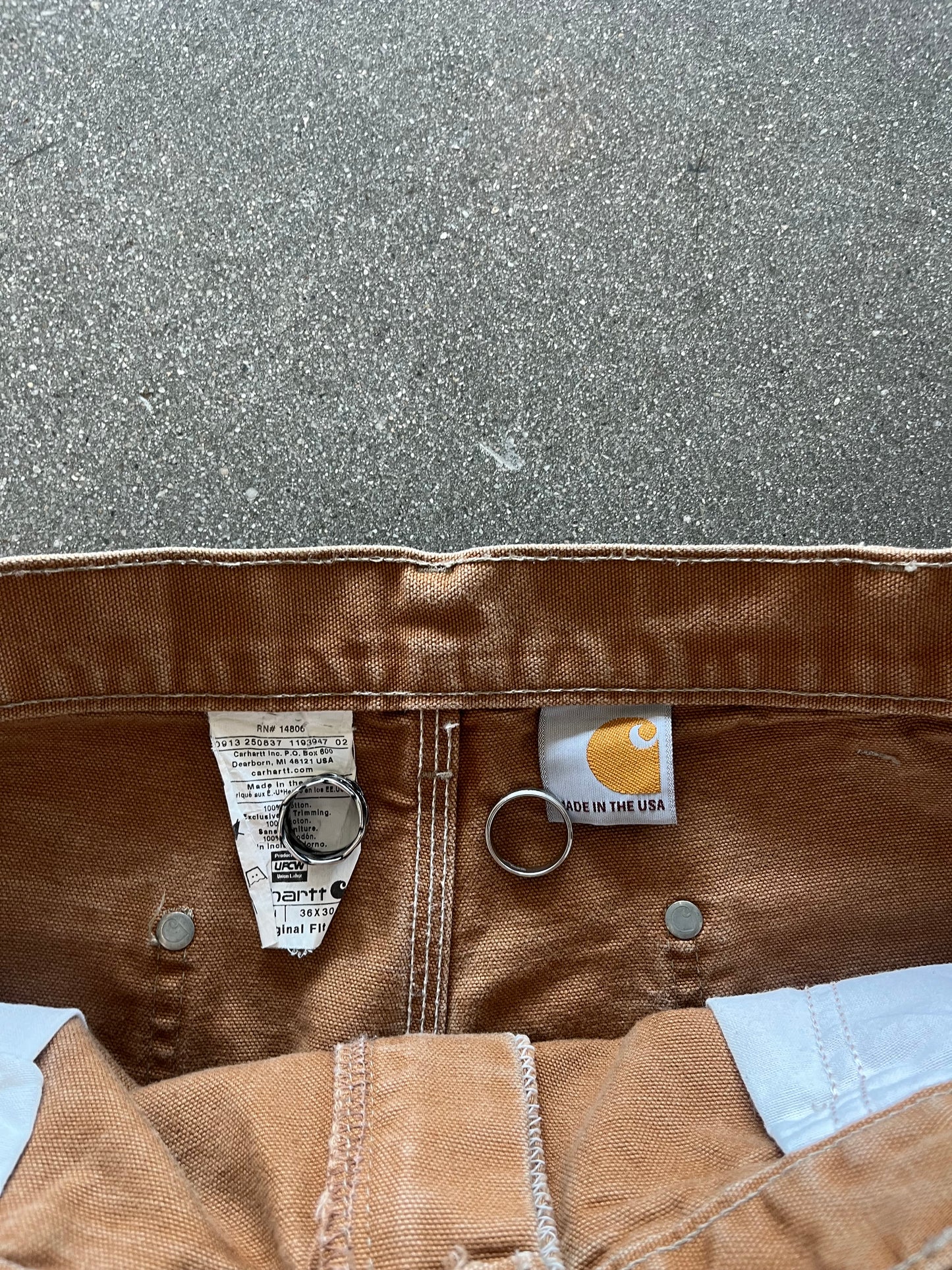 90’S CARAMEL BROWN CARHARTT DOUBLE KNEES - 36