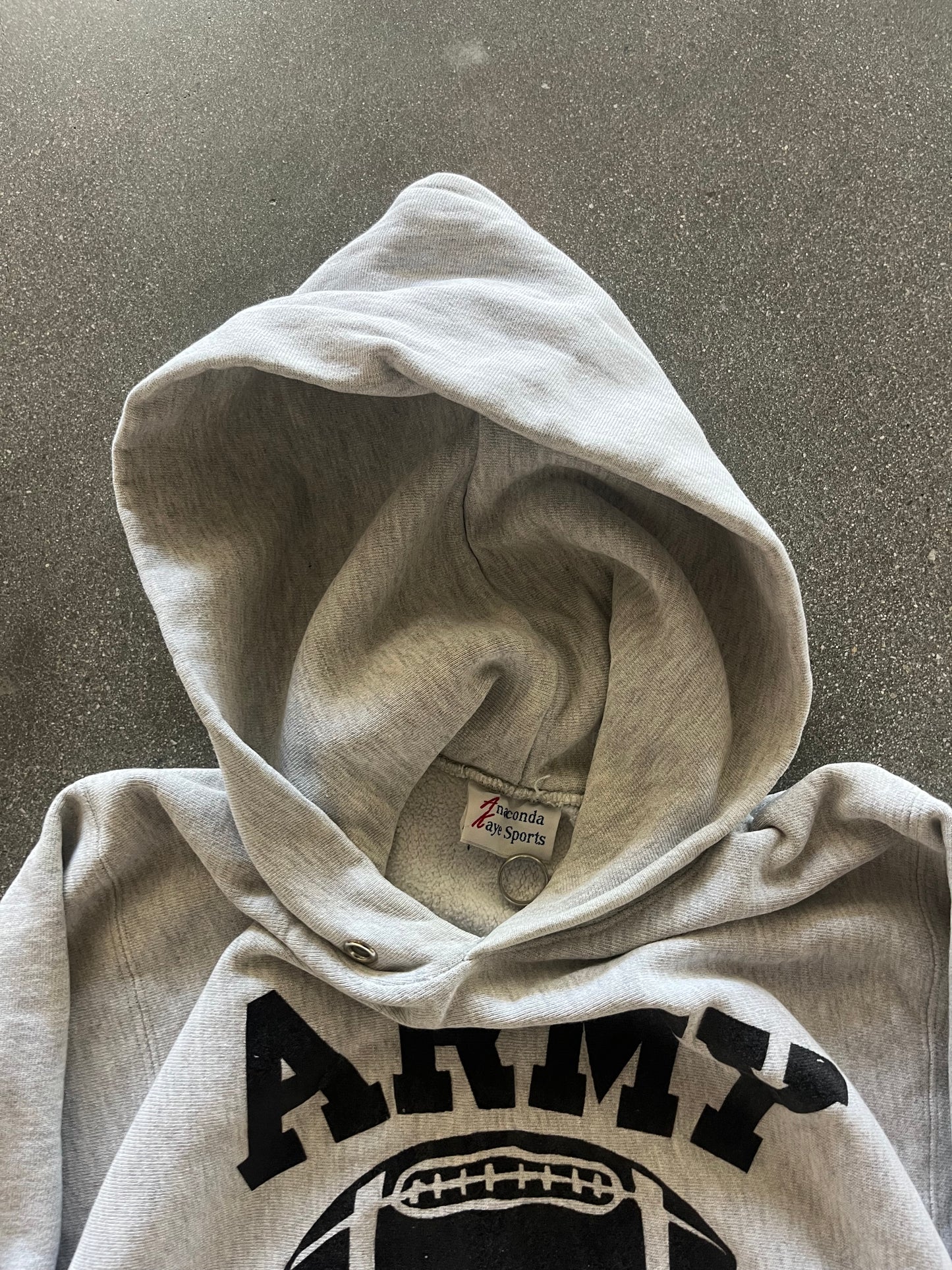90’S GRAY “ARMY FOOTBALL” REVERSE WEAVE HOODIE - M