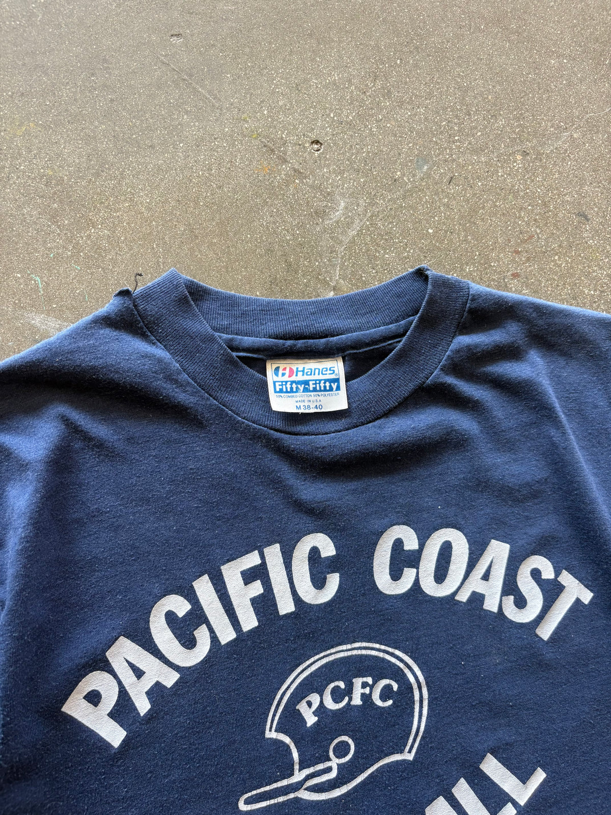 80’S NAVY “PACIFIC COAST FOOTBALL” TEE - S/M