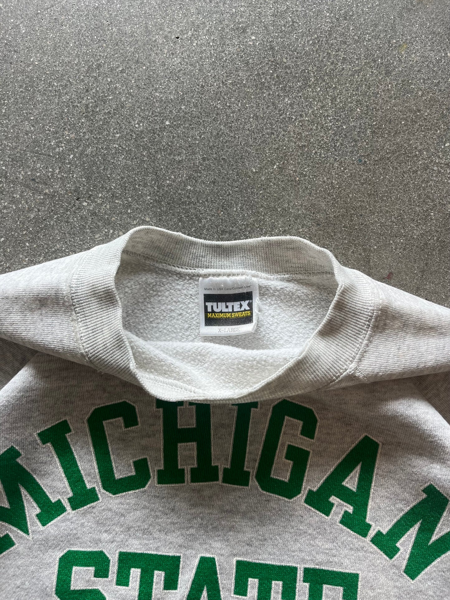 90’S HEATHER GRAY “MICHIGAN ST.” CREWNECK - BOXY L