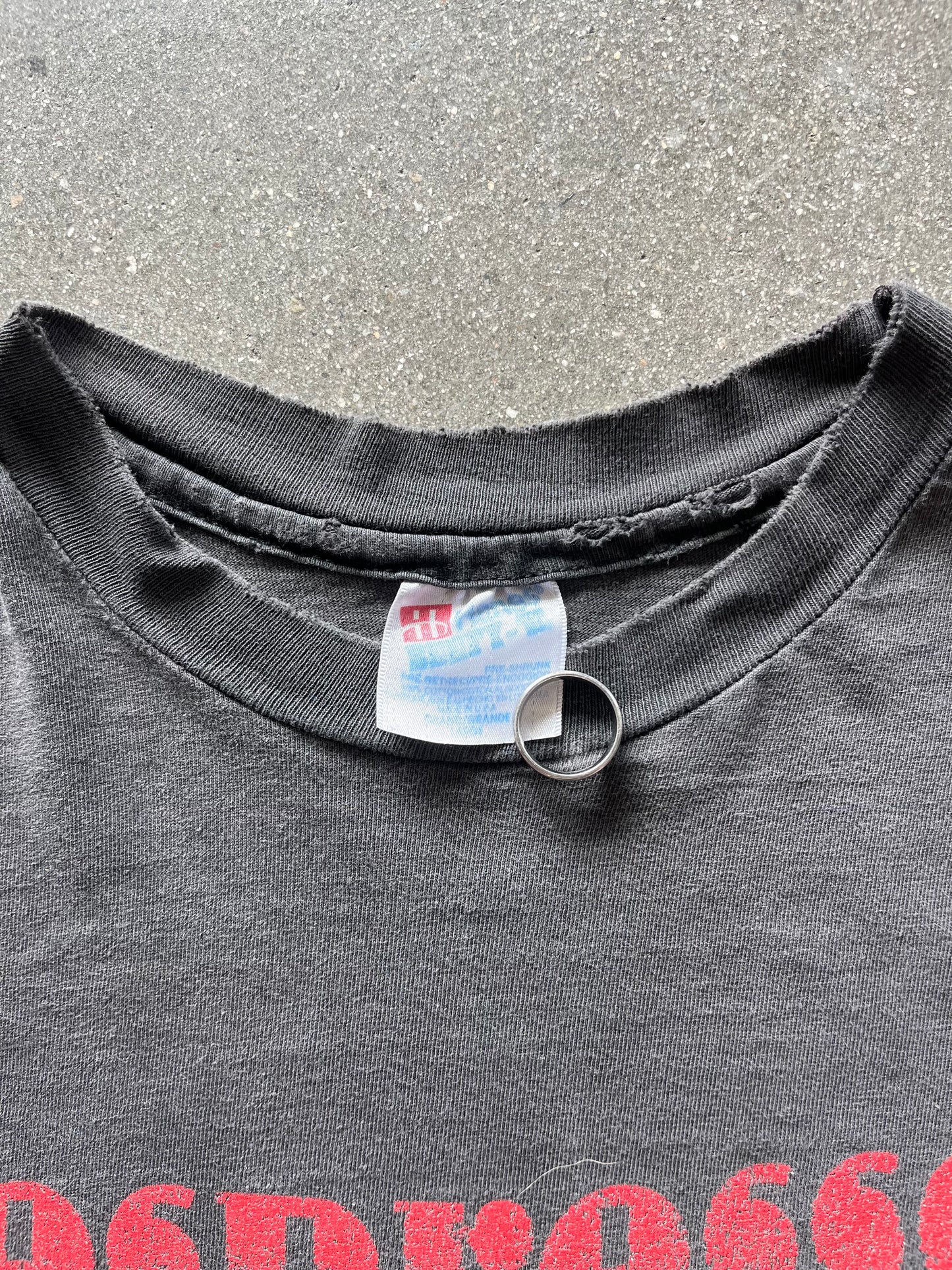 90’S FADED “ESPRESSO NECTAR OF THE GODS” DISTRESSED TEE - BOXY L