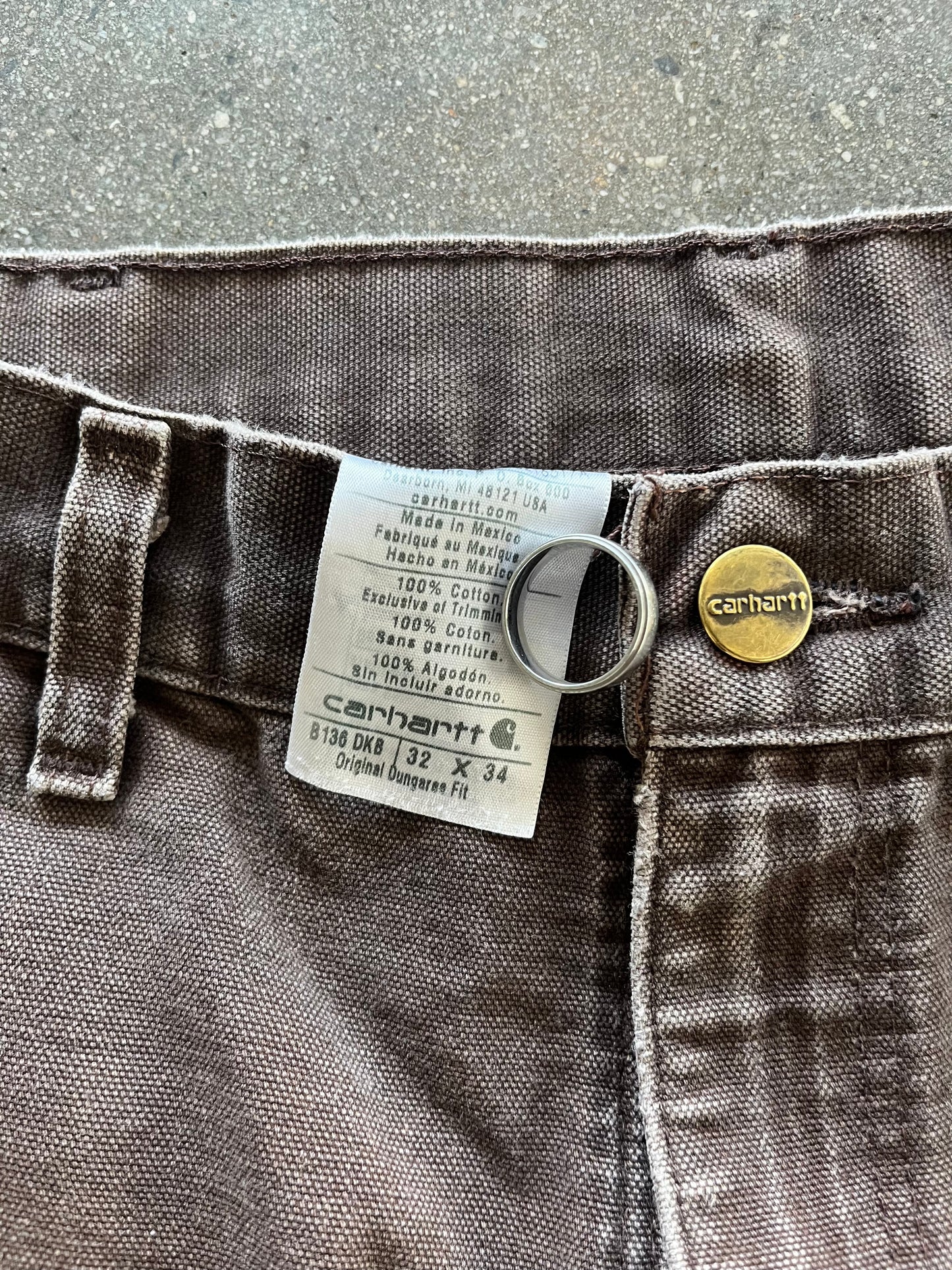 90’S BROWN DISTRESSED CARHARTT DOUBLE KNEES - 32