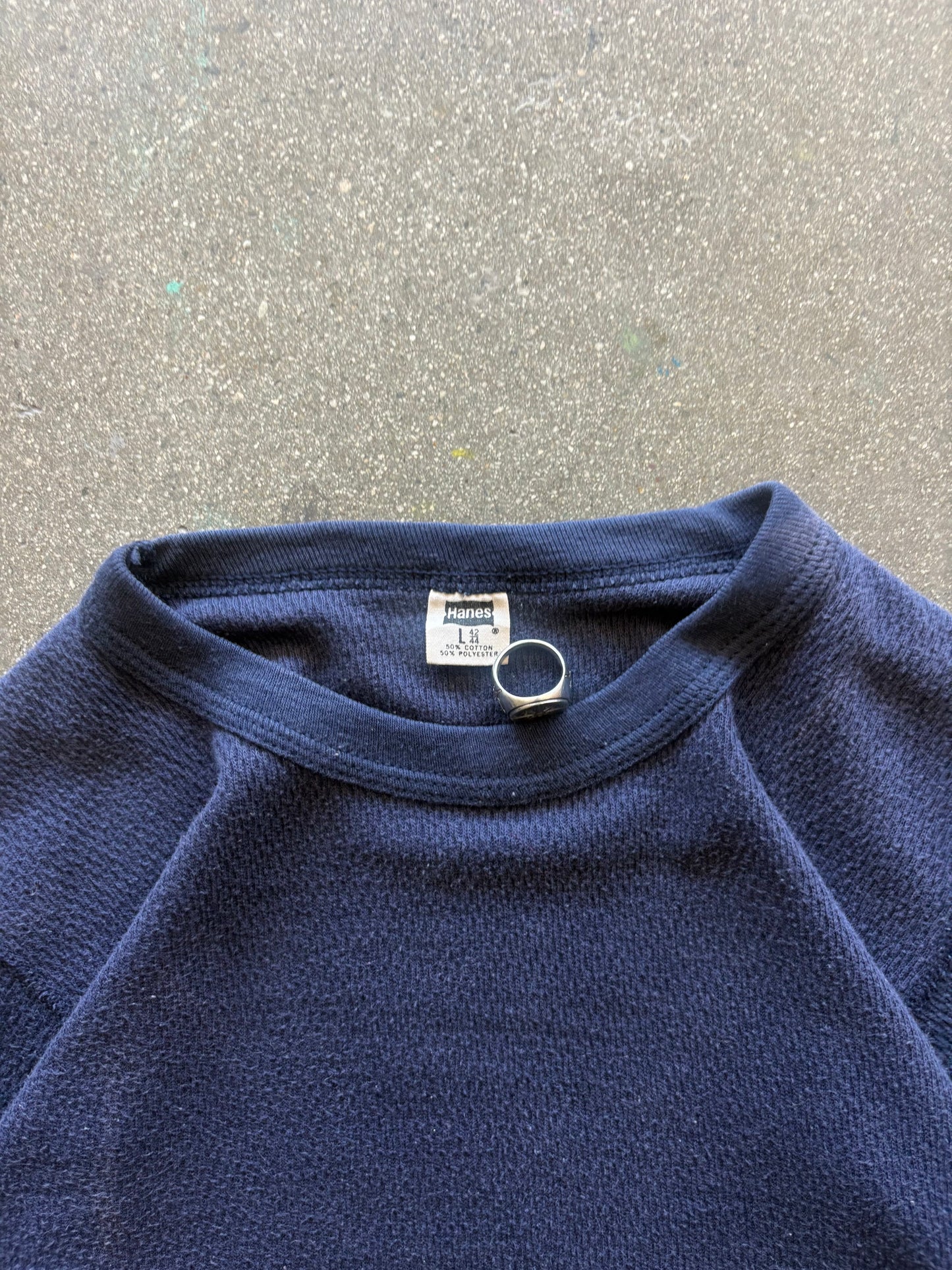 70’S SUNFADED NAVY WAFFLE THERMAL - M