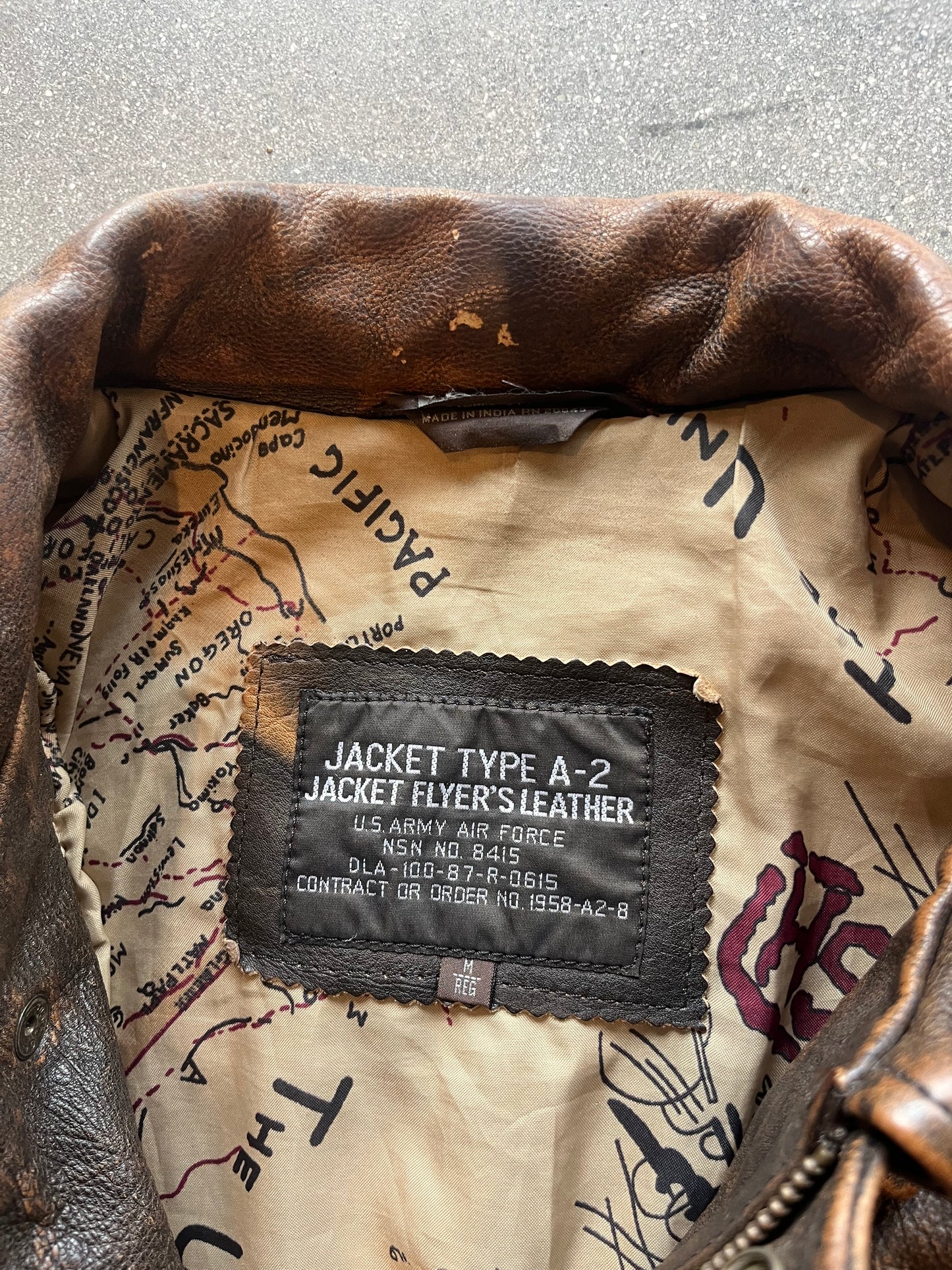 80’S BROWN LEATHER TYPE A-2 FLIGHT JACKET - BOXY M/L