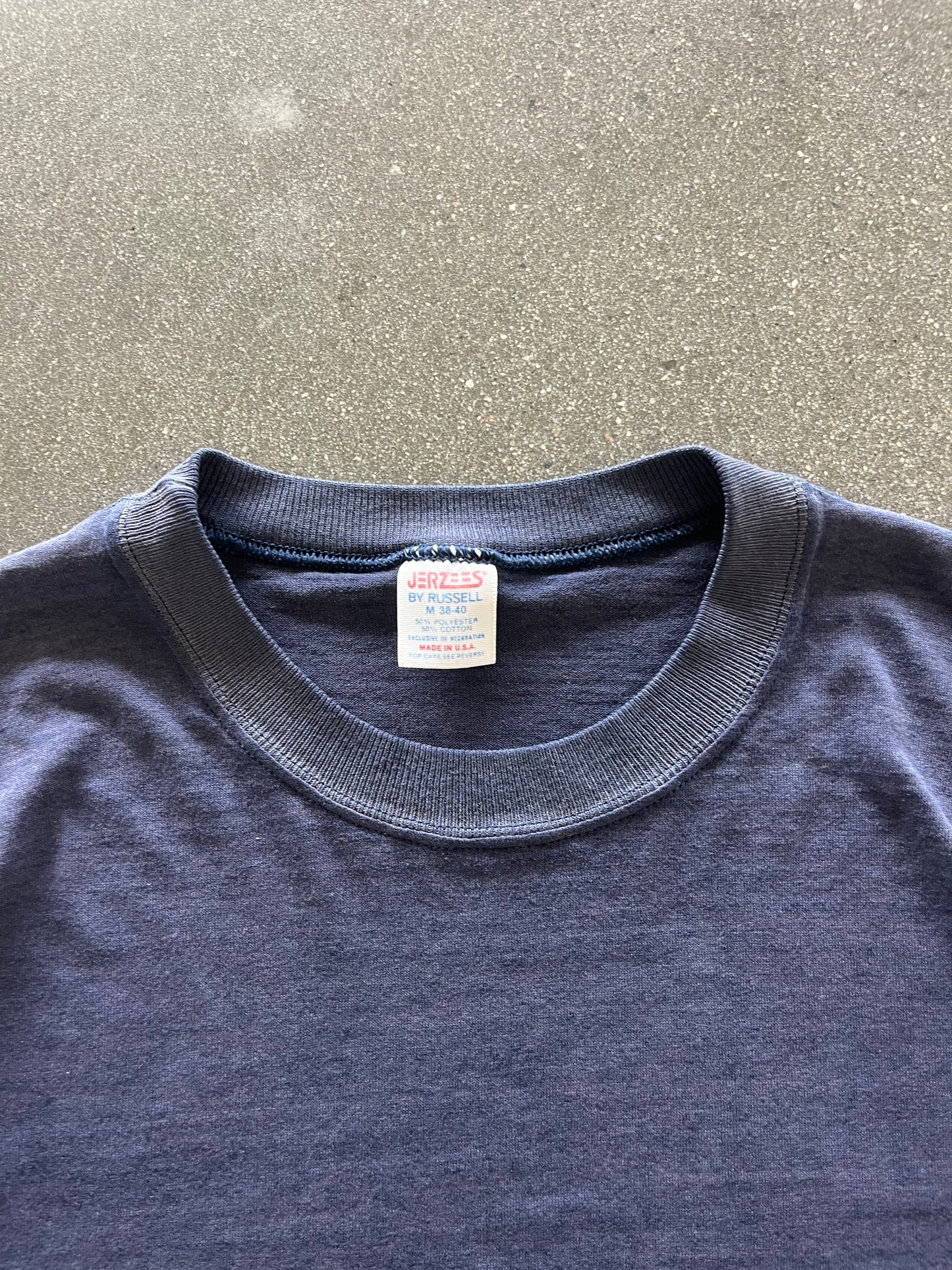 80’S NAVY BLUE REPAIRED BLANK TEE - M