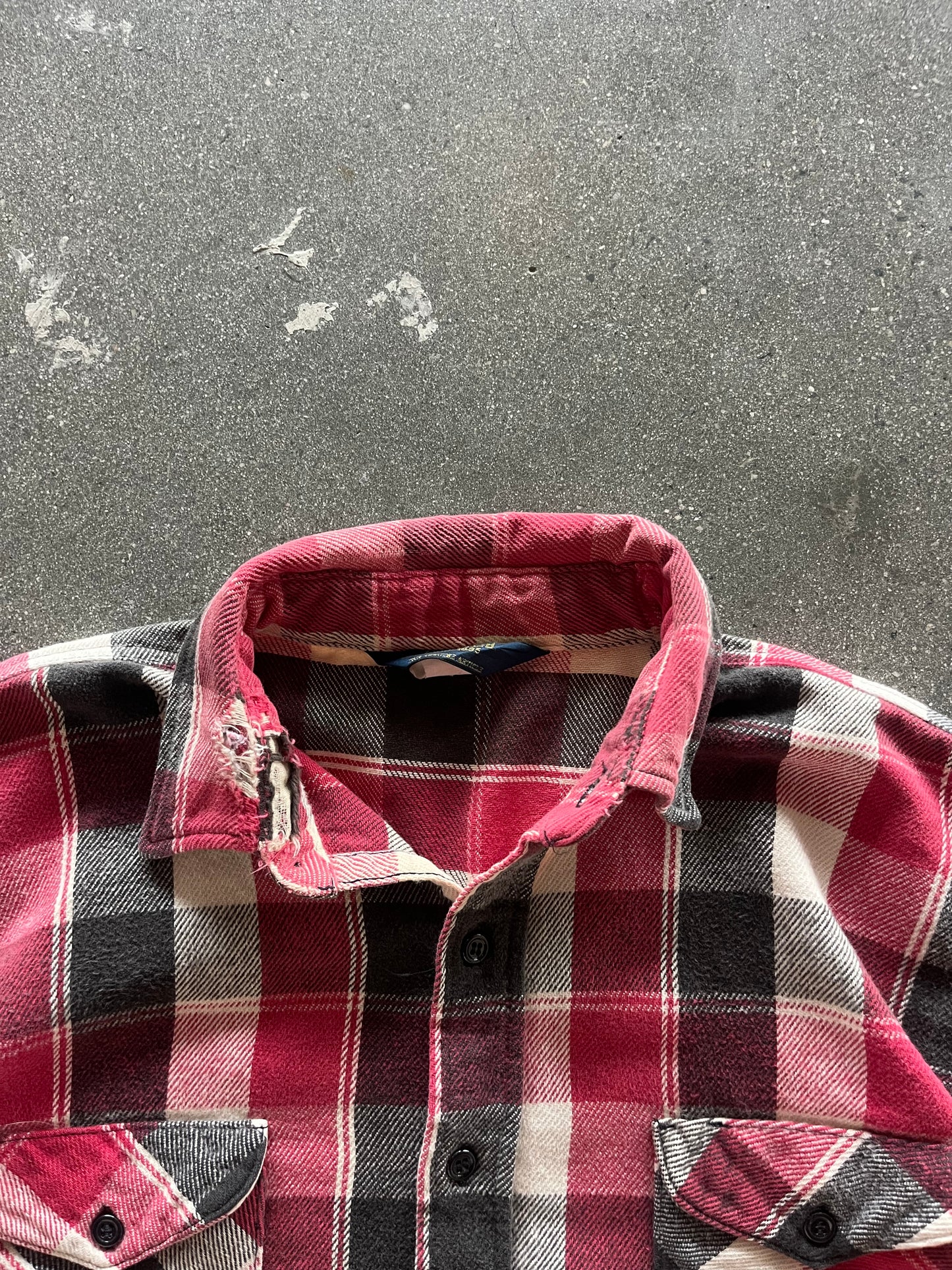 70’S RED WOVEN OSH KOSH PLAID FLANNEL - L