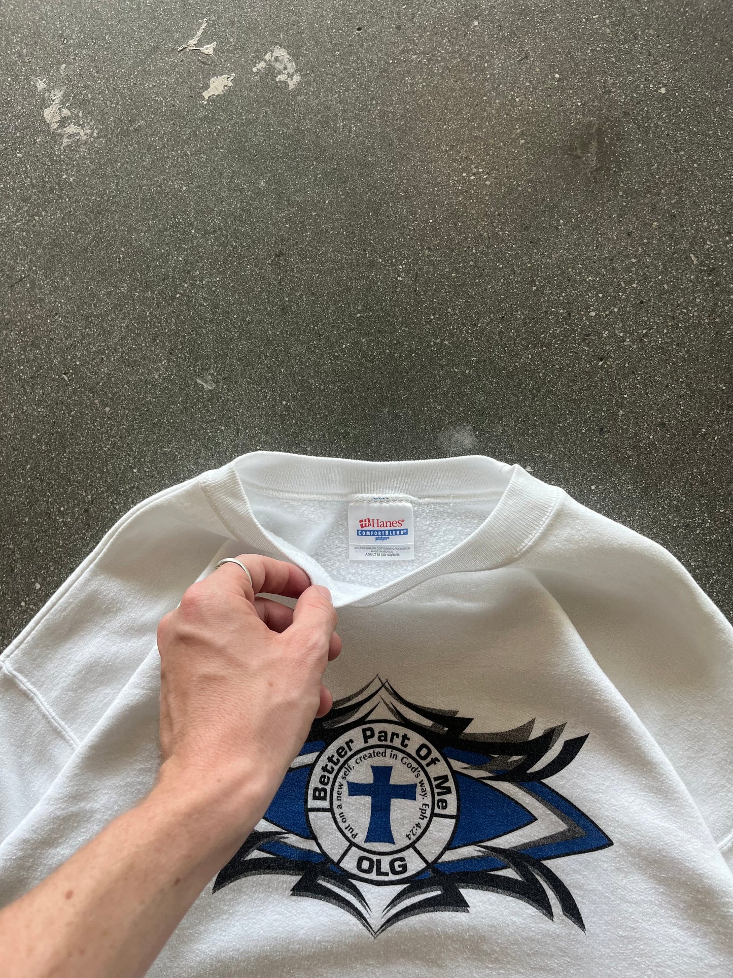 90’S WHITE “BETTER PART OF ME” JESUS CREWNECK - BOXY M