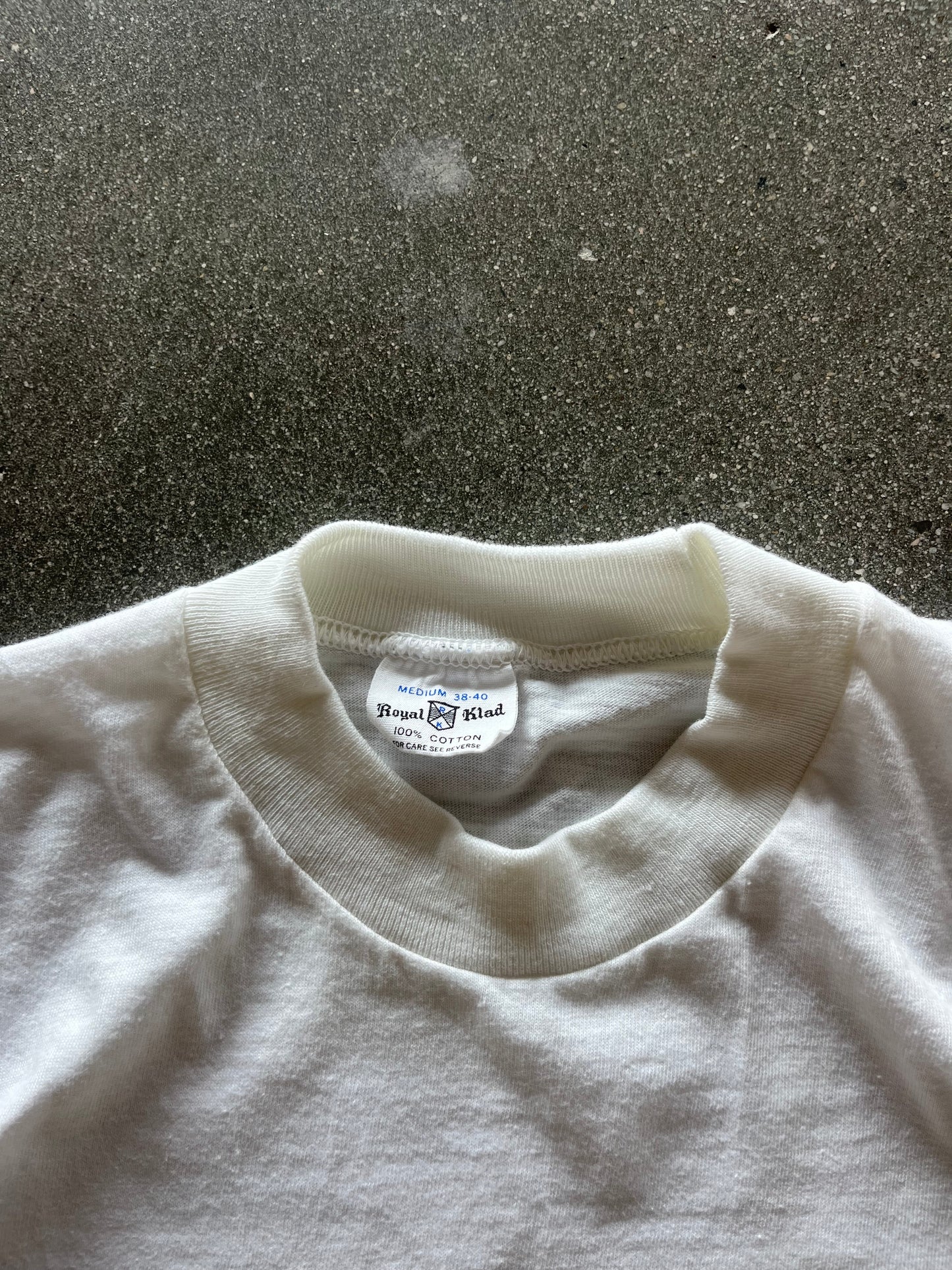 70’S WHITE SLUB SELVEDGE POCKET TEE - M