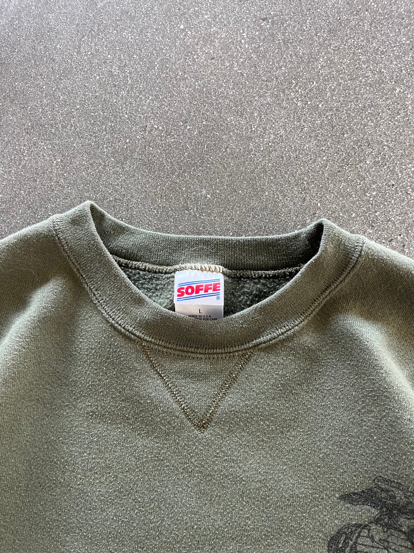 90’S OLIVE “USMC” CREWNECK - BOXY L