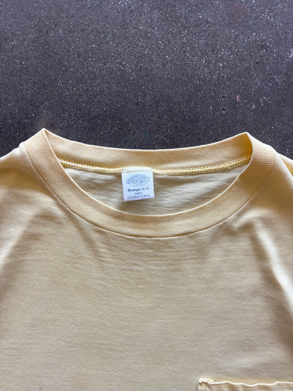 80’S TOWNCRAFT BANANA YELLOW POCKET TEE - L/XL