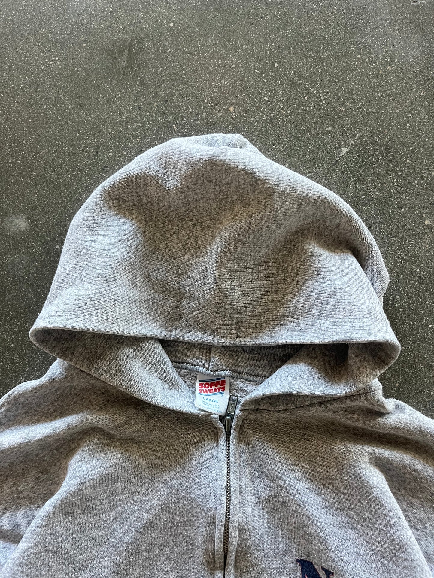 90’S HEATHER GRAY “ARMY RETIREMENT” ZIP UP - BOXY L