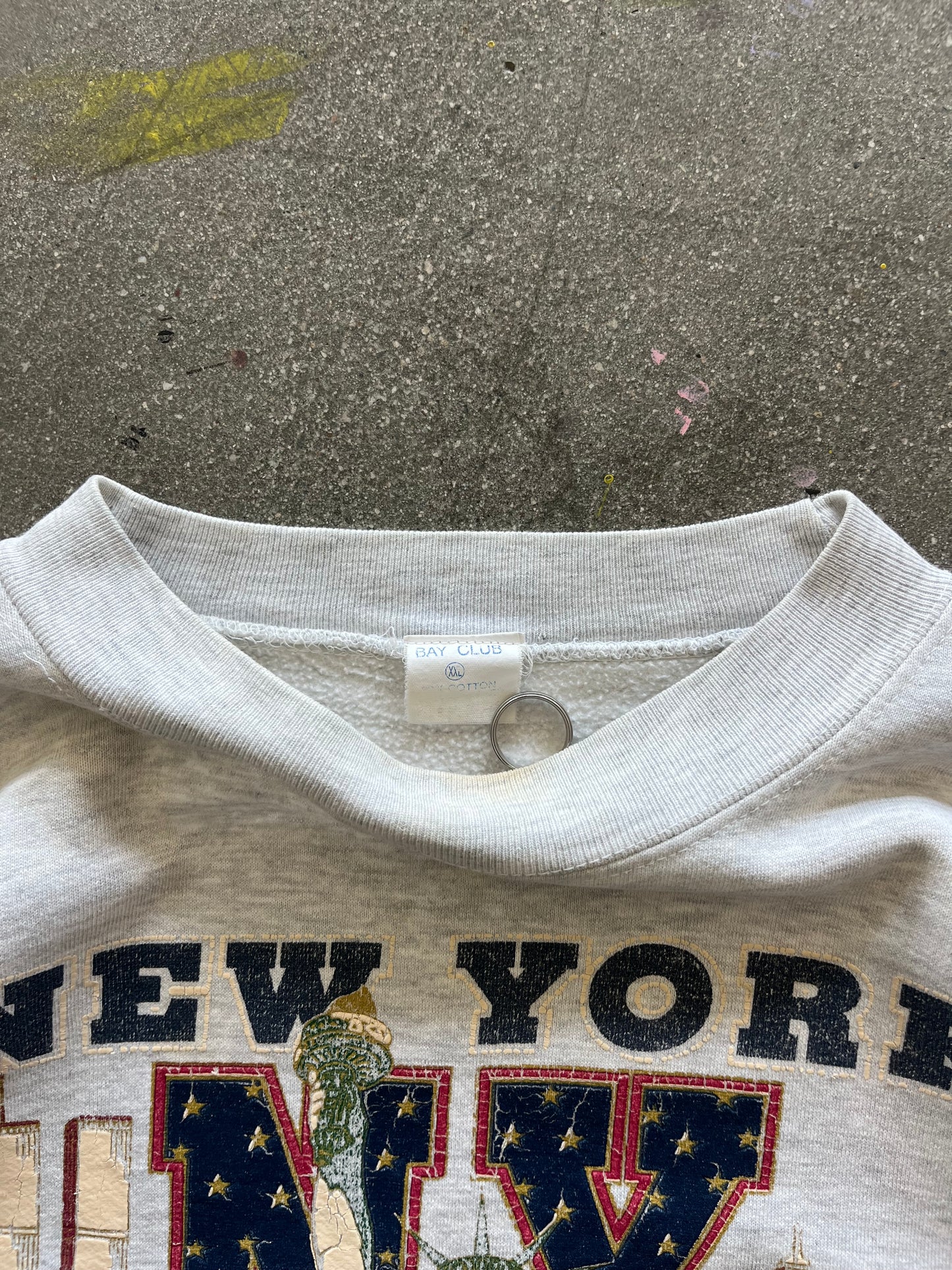 90’S HEATHER GRAY “NEW YORK” CREWNECK - BOXY L/XL