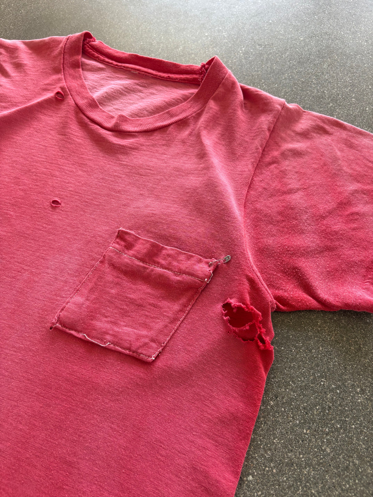 60’S SUNFADED RED POCKET TEE - XS/S