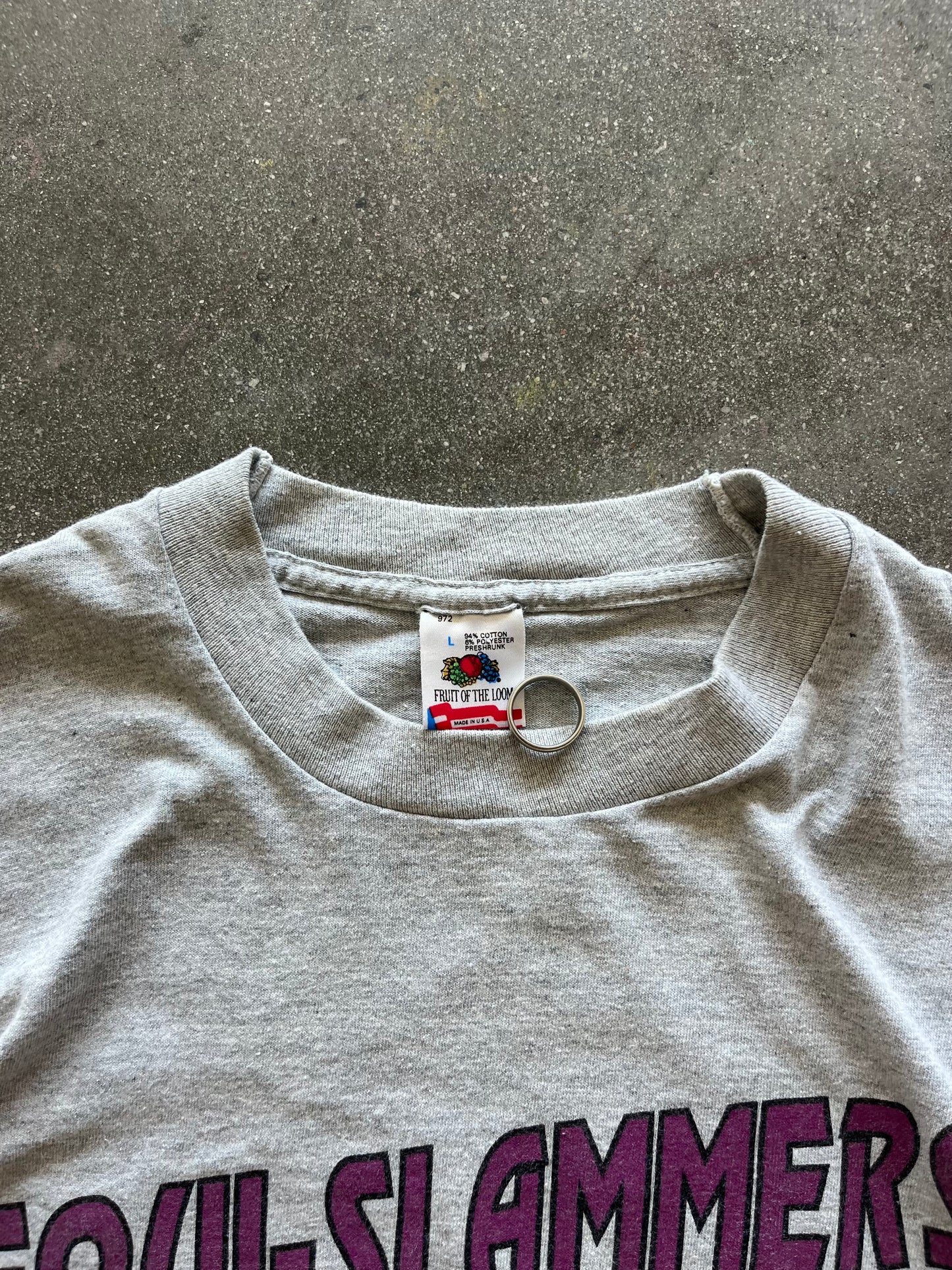 90’S HEATHER GRAY “EQUI-SLAMMERS” TEE - L