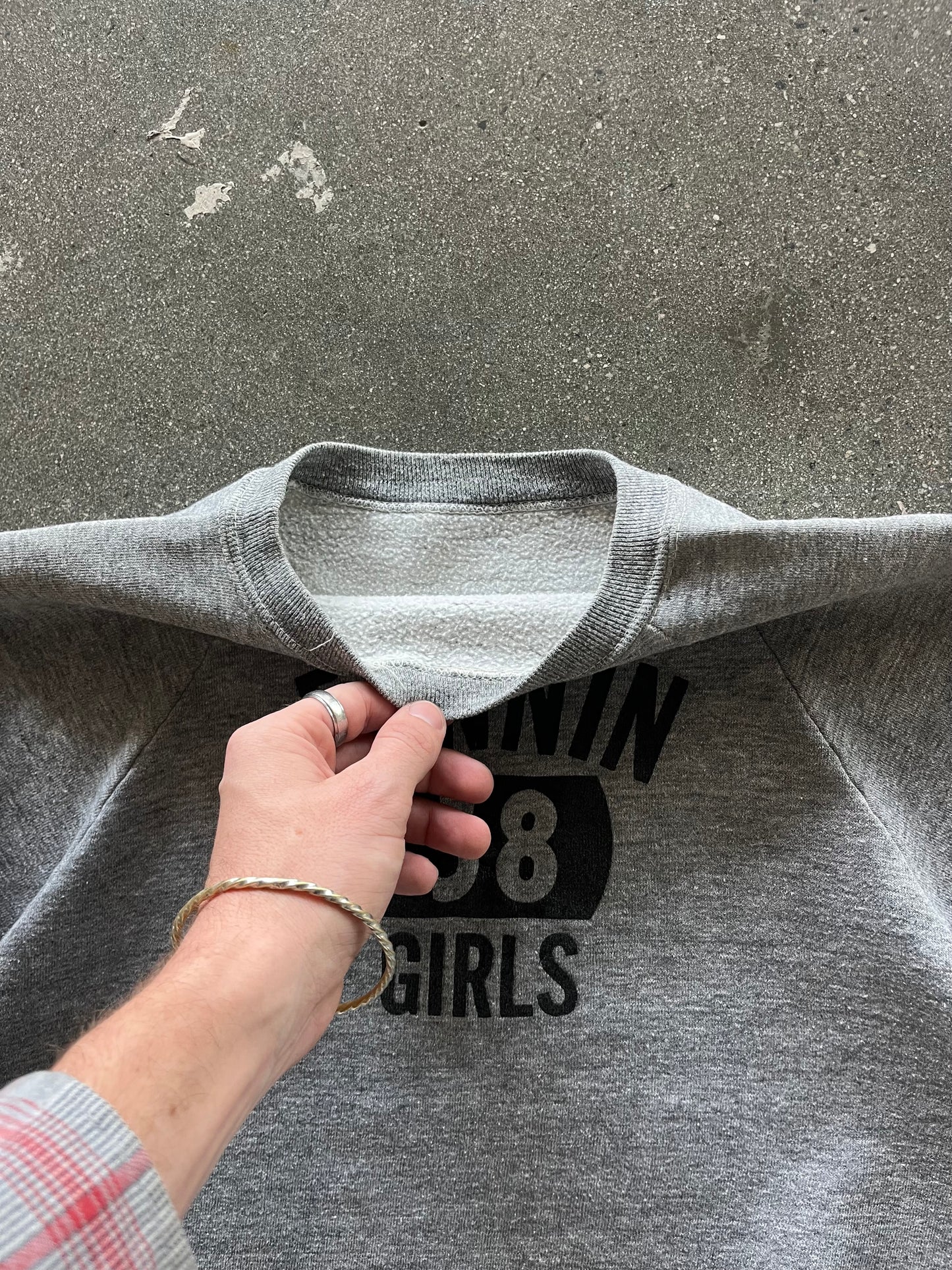 80’S HEATHER GRAY “FANNIN GIRLS” RAGLAN - S