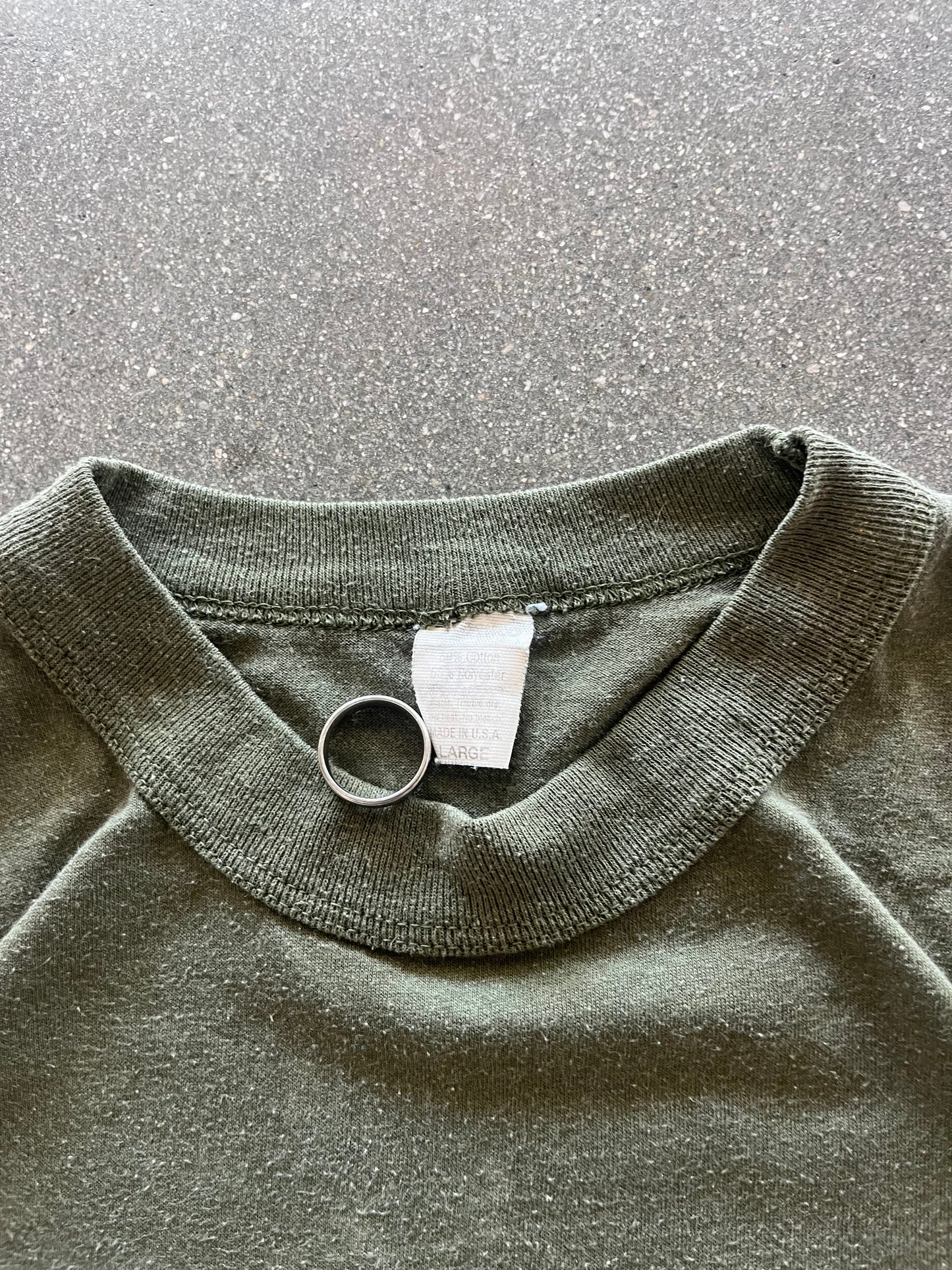 80’S MILITARY GREEN BLANK TEE - L