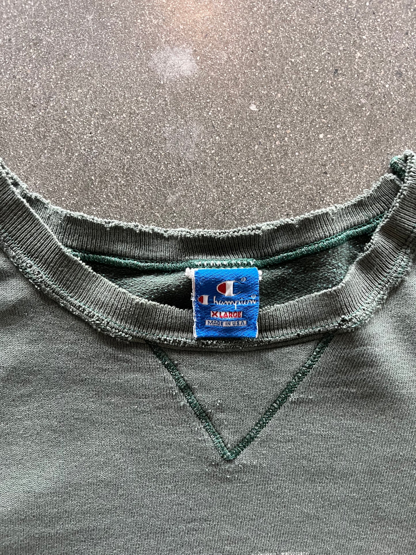 90’S THRASHED “MICHIGAN ST.” GHOST PRINT CHAMPION CREWNECK - BOXY L/XL