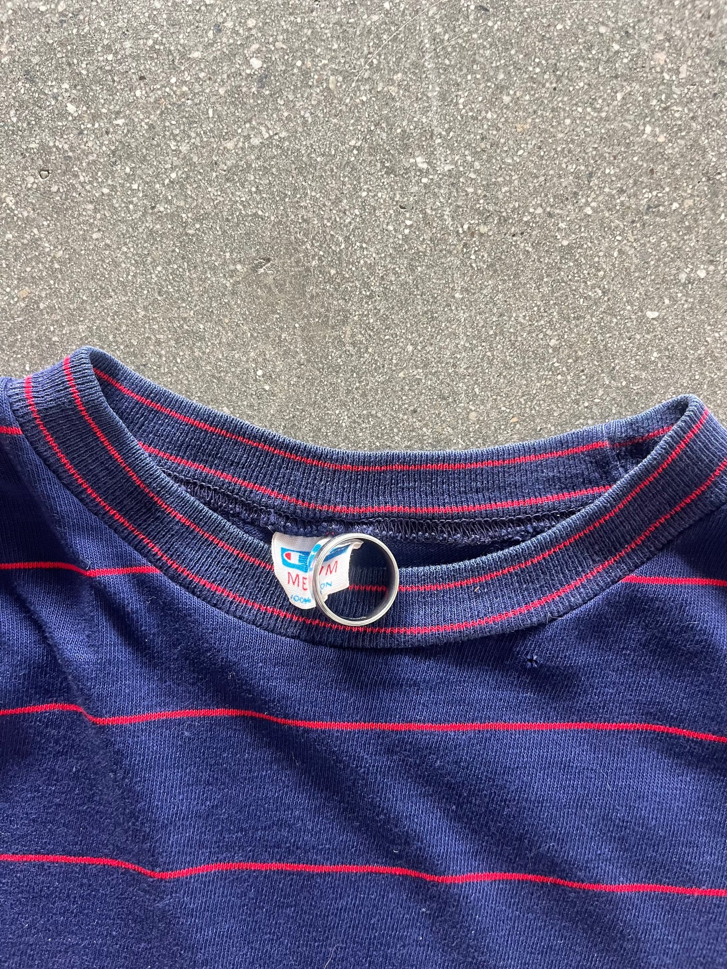 80’S STRIPED “C.M.U.” CHAMPION BABY TEE - S