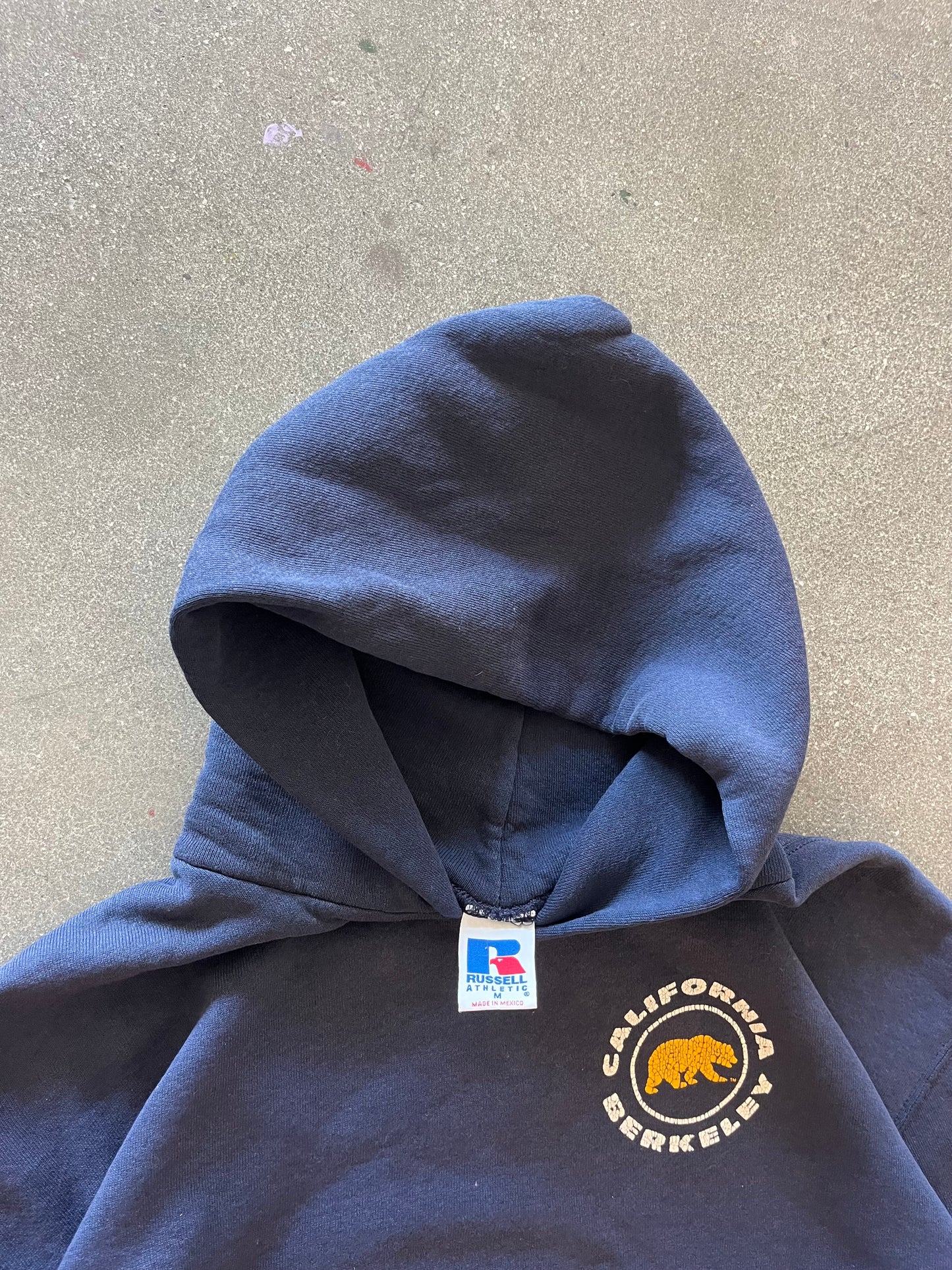 90’S NAVY “BERKELEY” RUSSELL ATHLETIC HOODIE - BOXY M/L