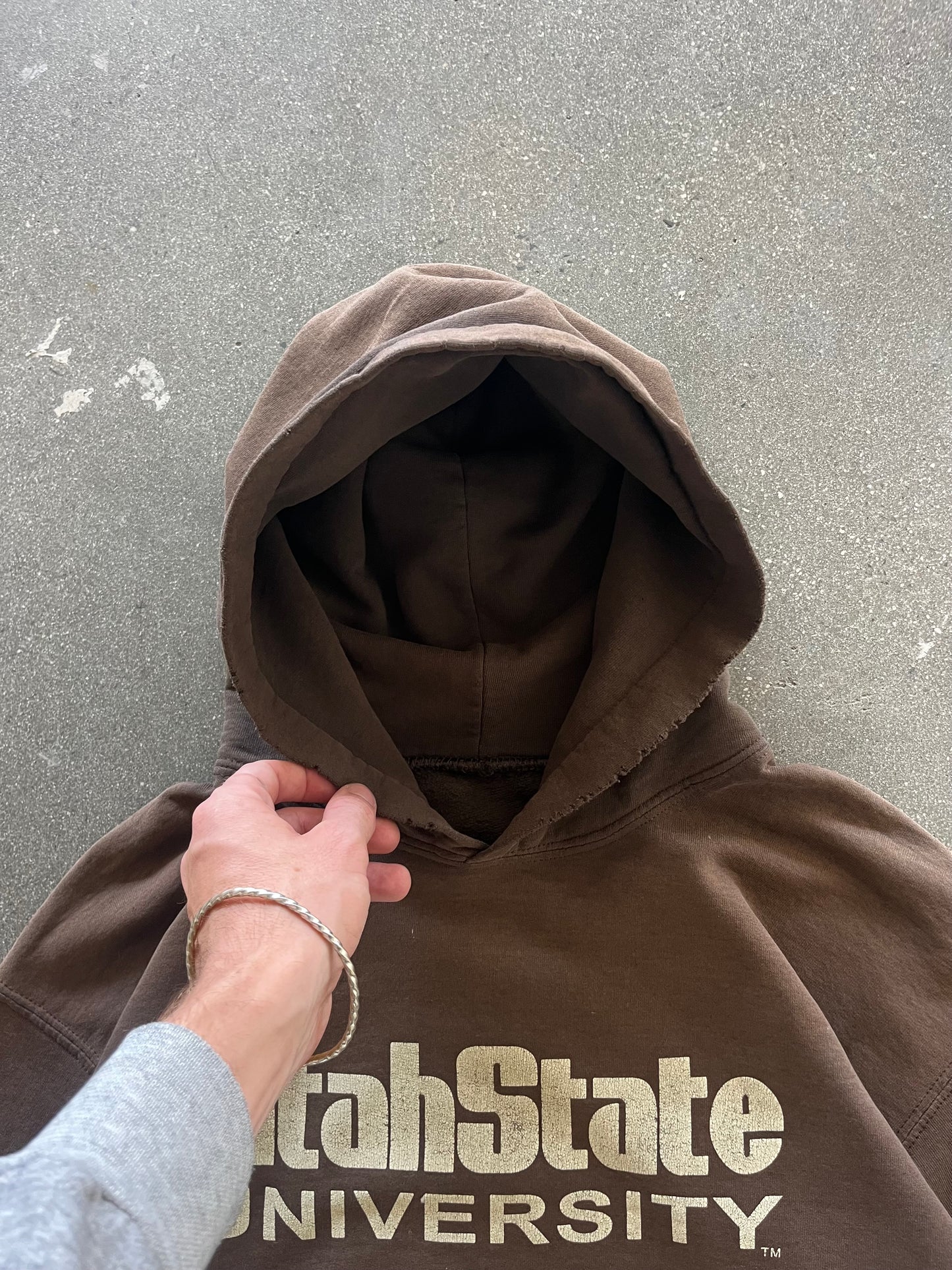 90’S PAINT SPLATTERED “UTAH ST.” HOODIE - BOXY M/L