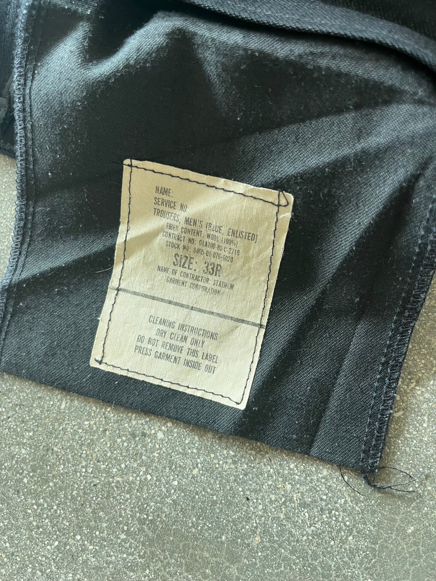 60’S JET BLACK WOOL SAILOR PANTS - 32