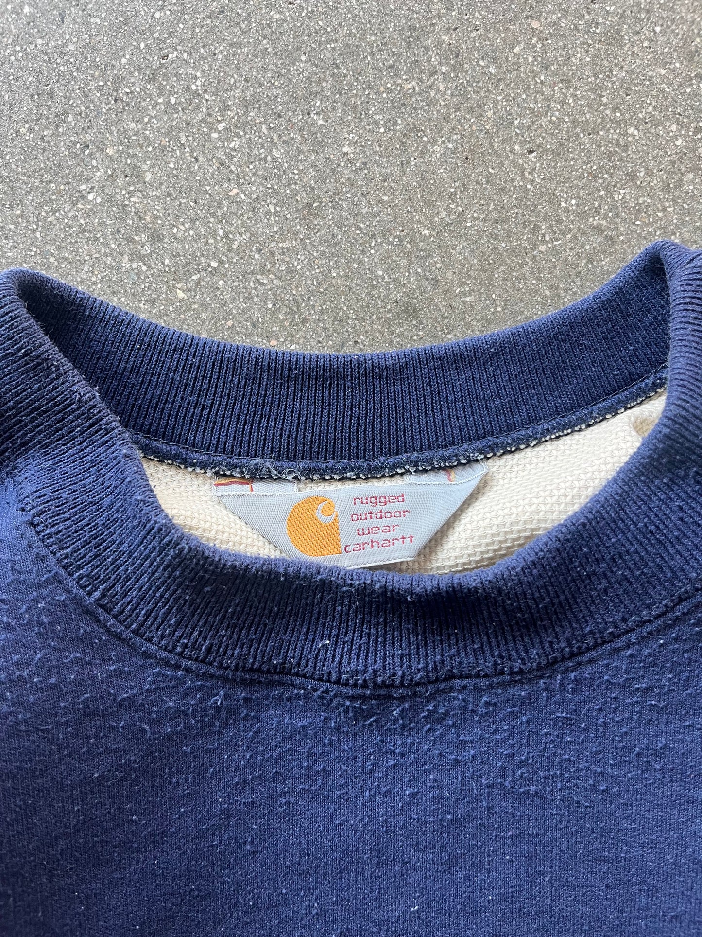 90’S NAVY THERMAL LINED CARHARTT CREWNECK - BOXY XL/XXL