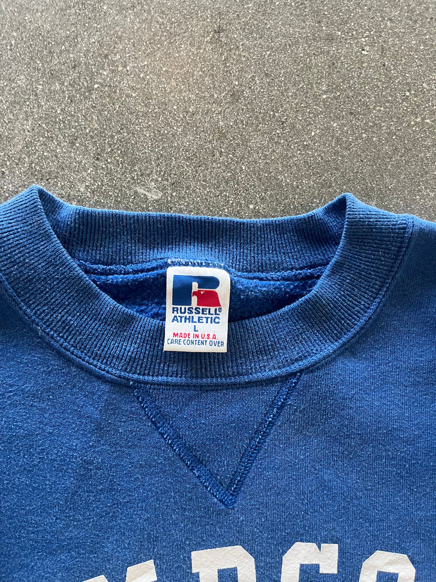 90’S PRIMARY BLUE “SIMPSON COUGARS” RUSSELL CREWNECK - BOXY L
