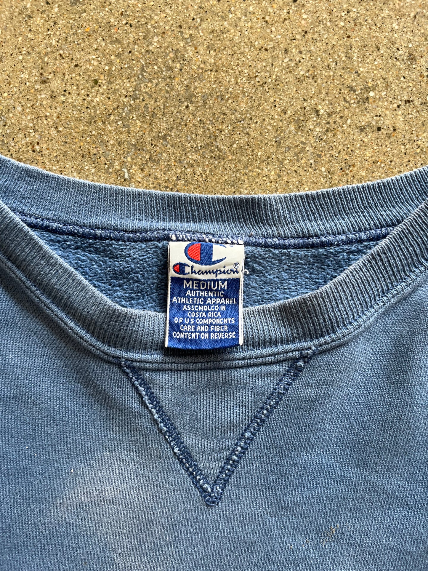 90’S TRASHED AQUA BLUE CHAMPION CREWNECK - BOXY M