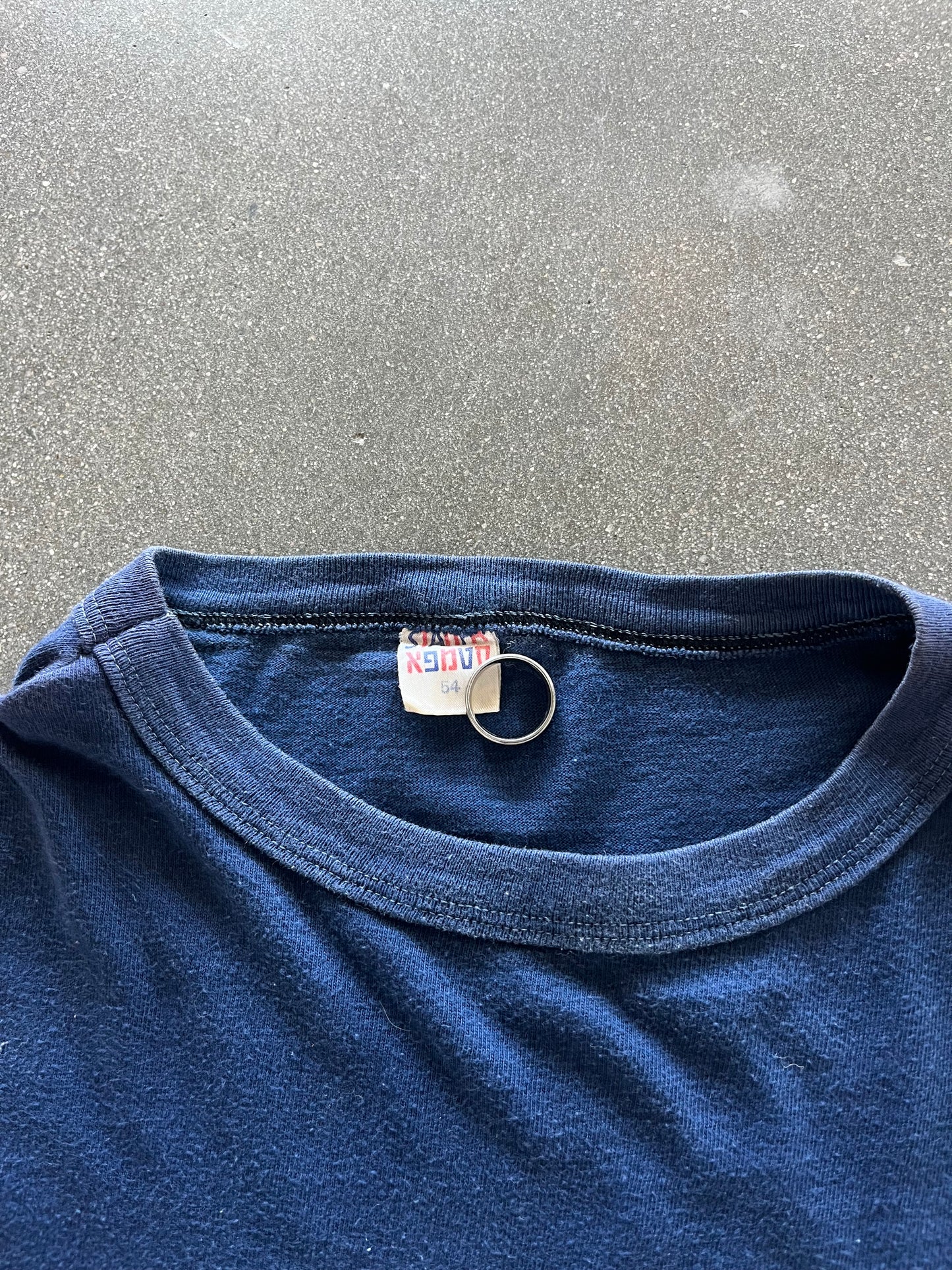 80’S NAVY BLUE “UP YOURS!” RINGER - L