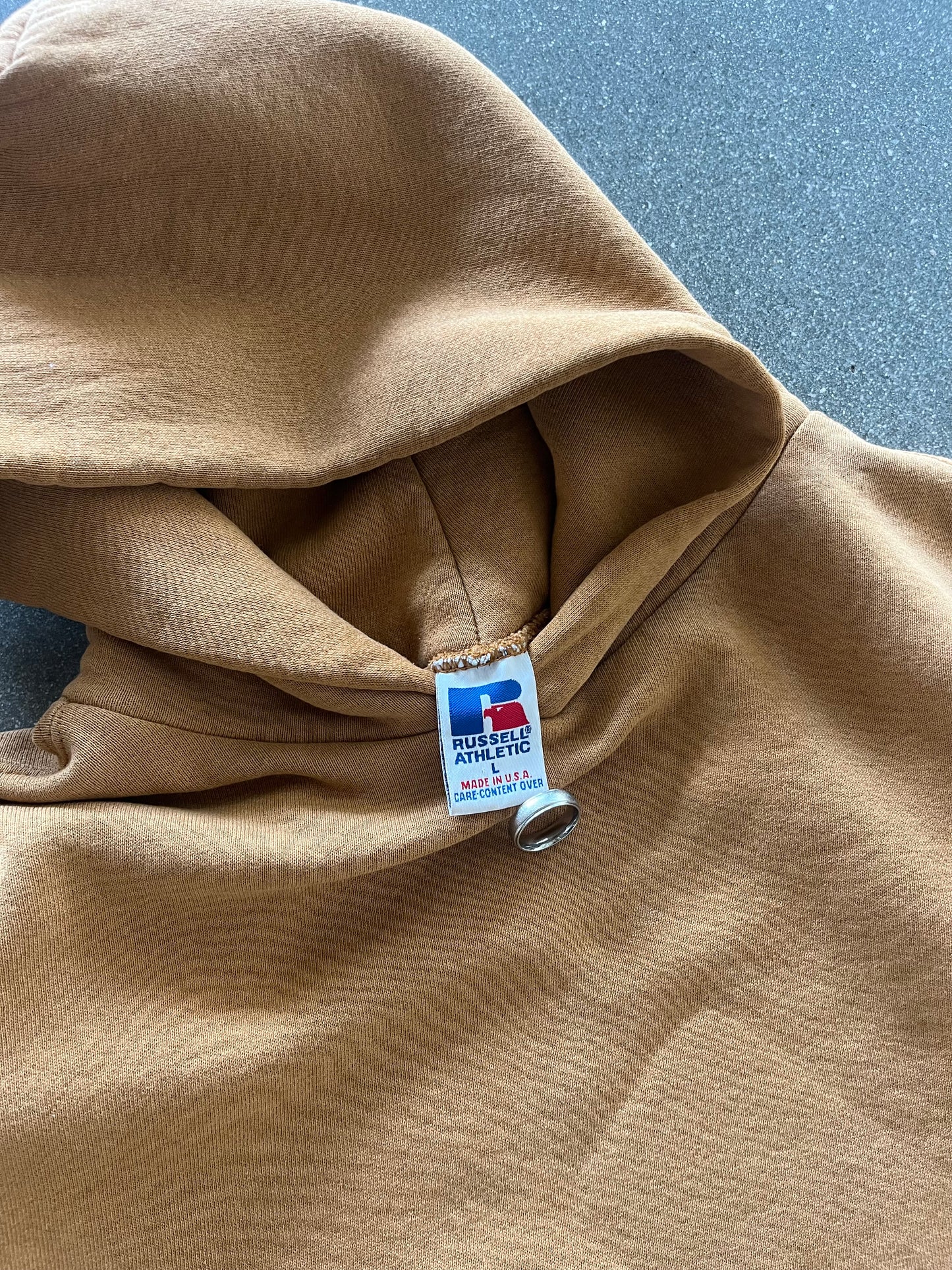 90’S CARAMEL BROWN RUSSELL ATHLETIC HOODIE - BOXY L