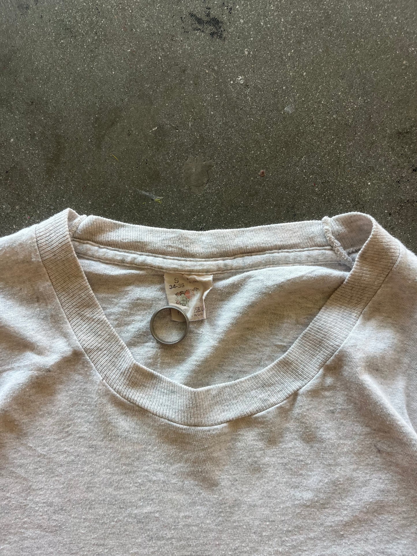 80’S HEATHER GRAY SELVEDGE POCKET TEE - M