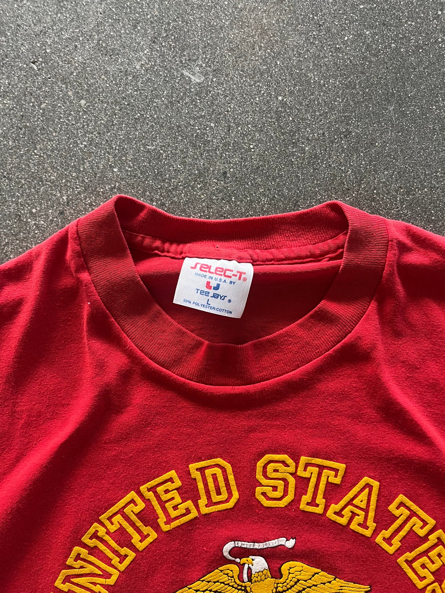90’S RED “USMC” TEE - L
