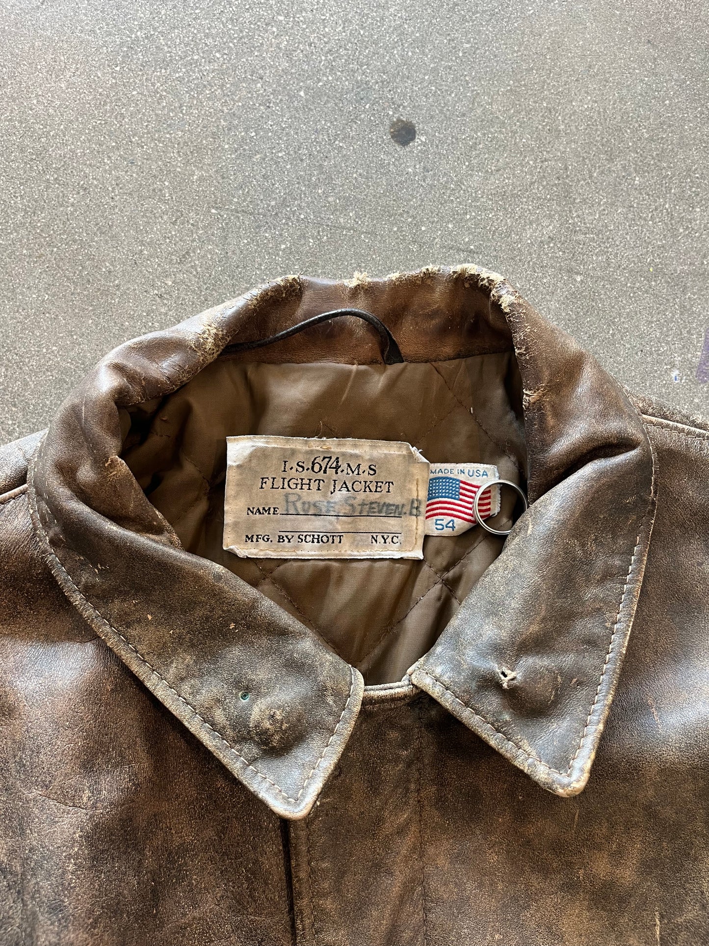 80’S BROWN LEATHER TYPE A-2 FLIGHT JACKET - BOXY XL