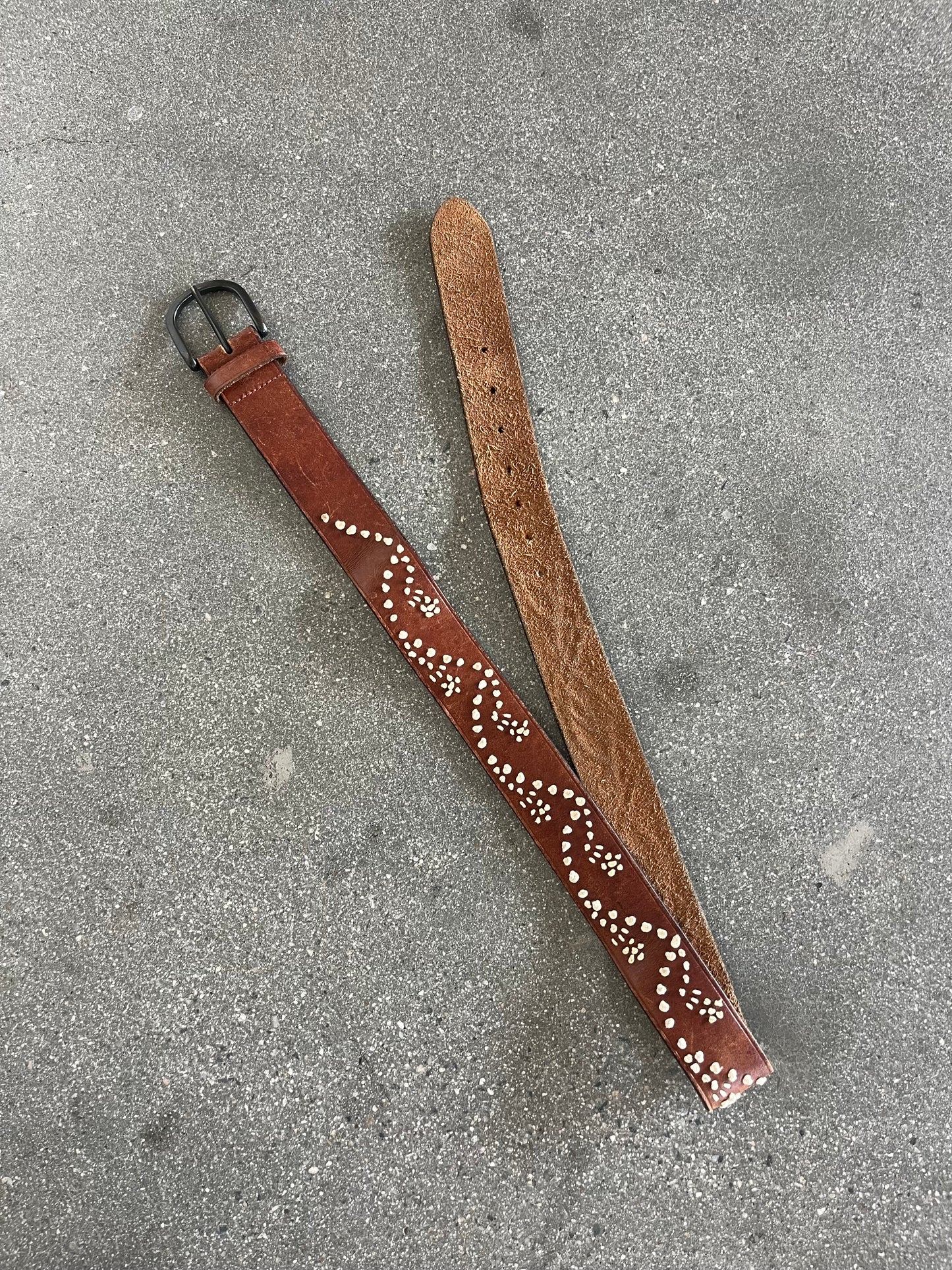 2000’S ABERCROMBIE BROWN LEATHER SEWN BELT - 31-35