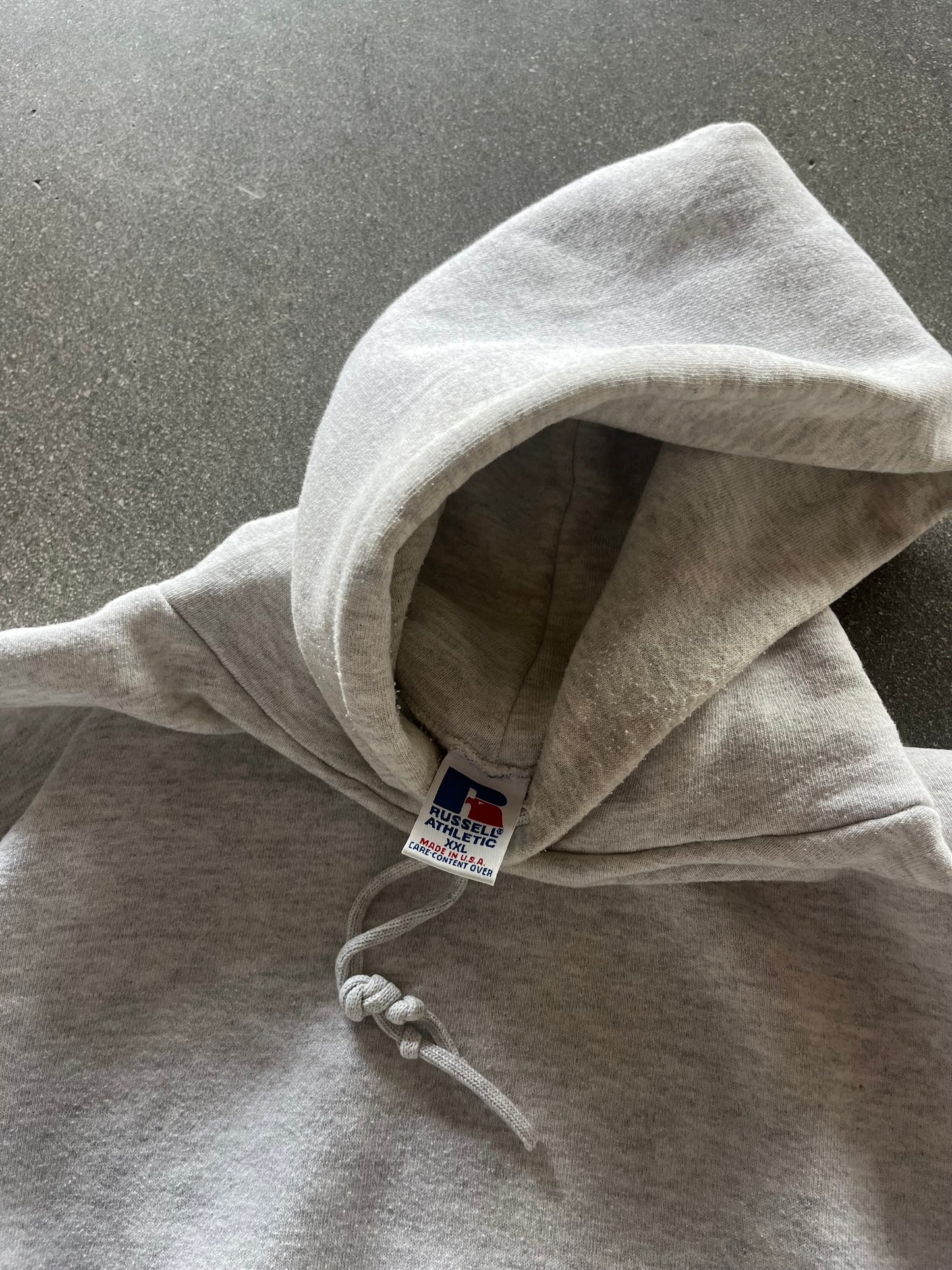 90’S HEATHER GRAY RUSSELL ATHLETIC HOODIE - BOXY XL