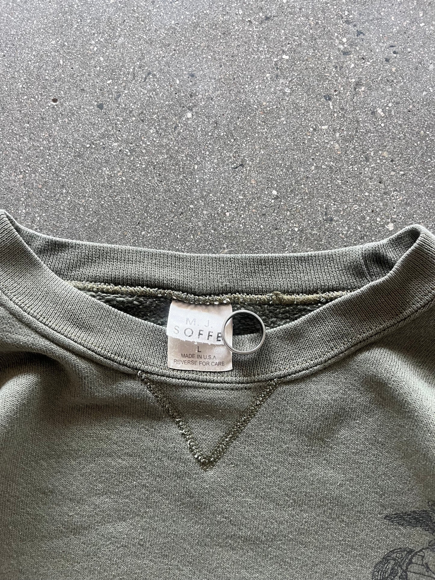 90’S OLIVE “USMC” CREWNECK - BOXY L