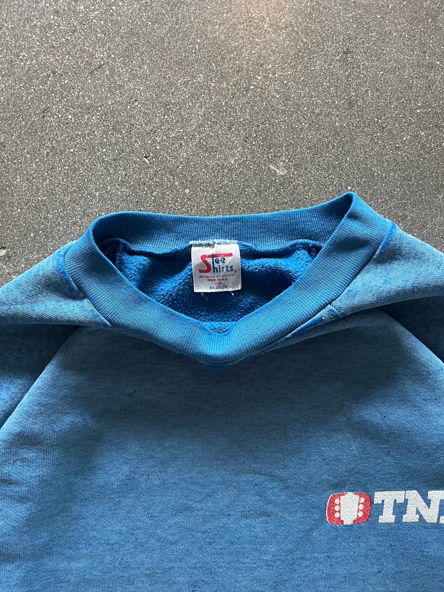 80’S FADED BABY BLUE “TNN” RAGLAN CREWNECK - BOXY M