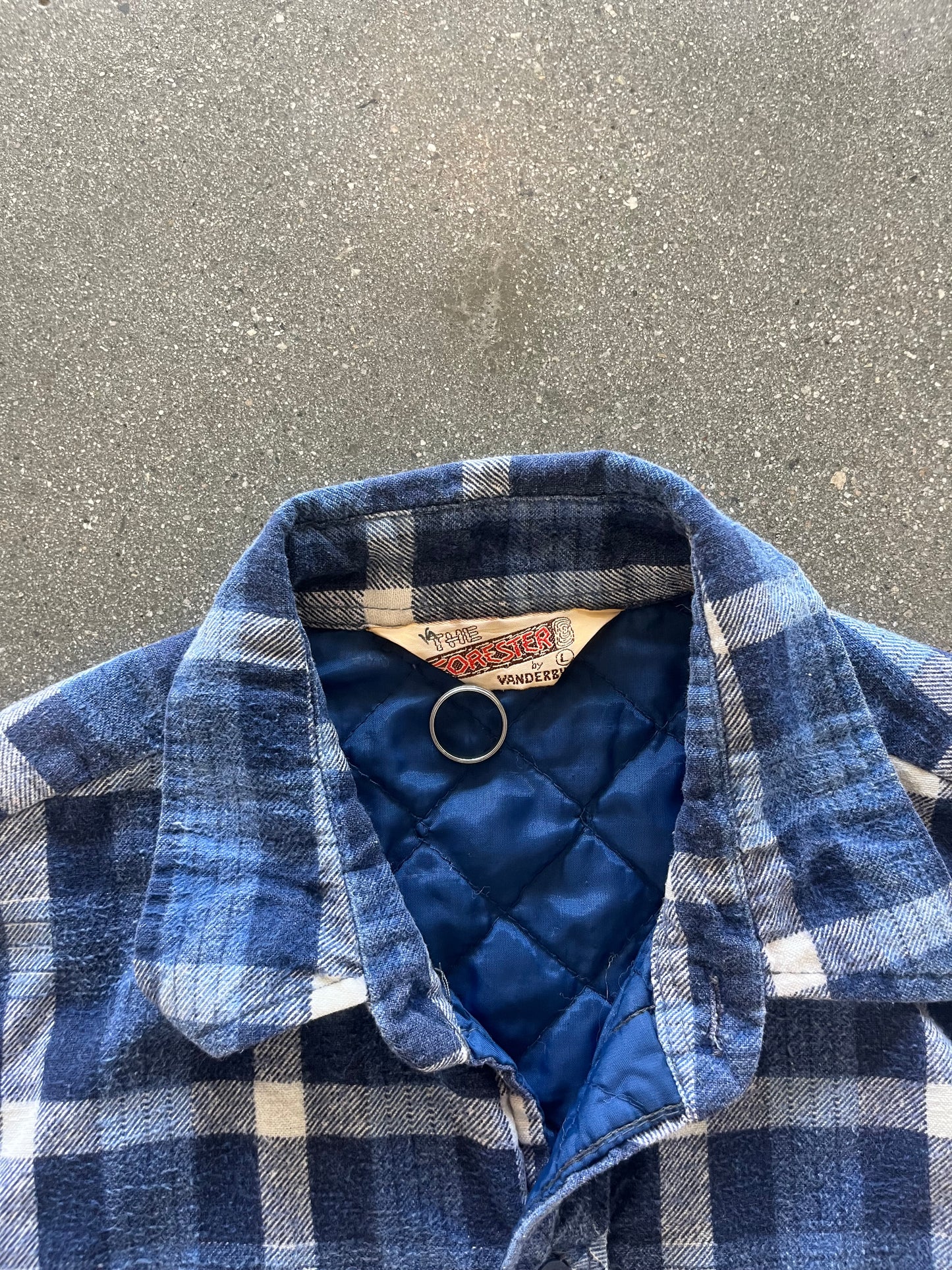 80’S BLUE QUILT LINED WOVEN FLANNEL - BOXY L