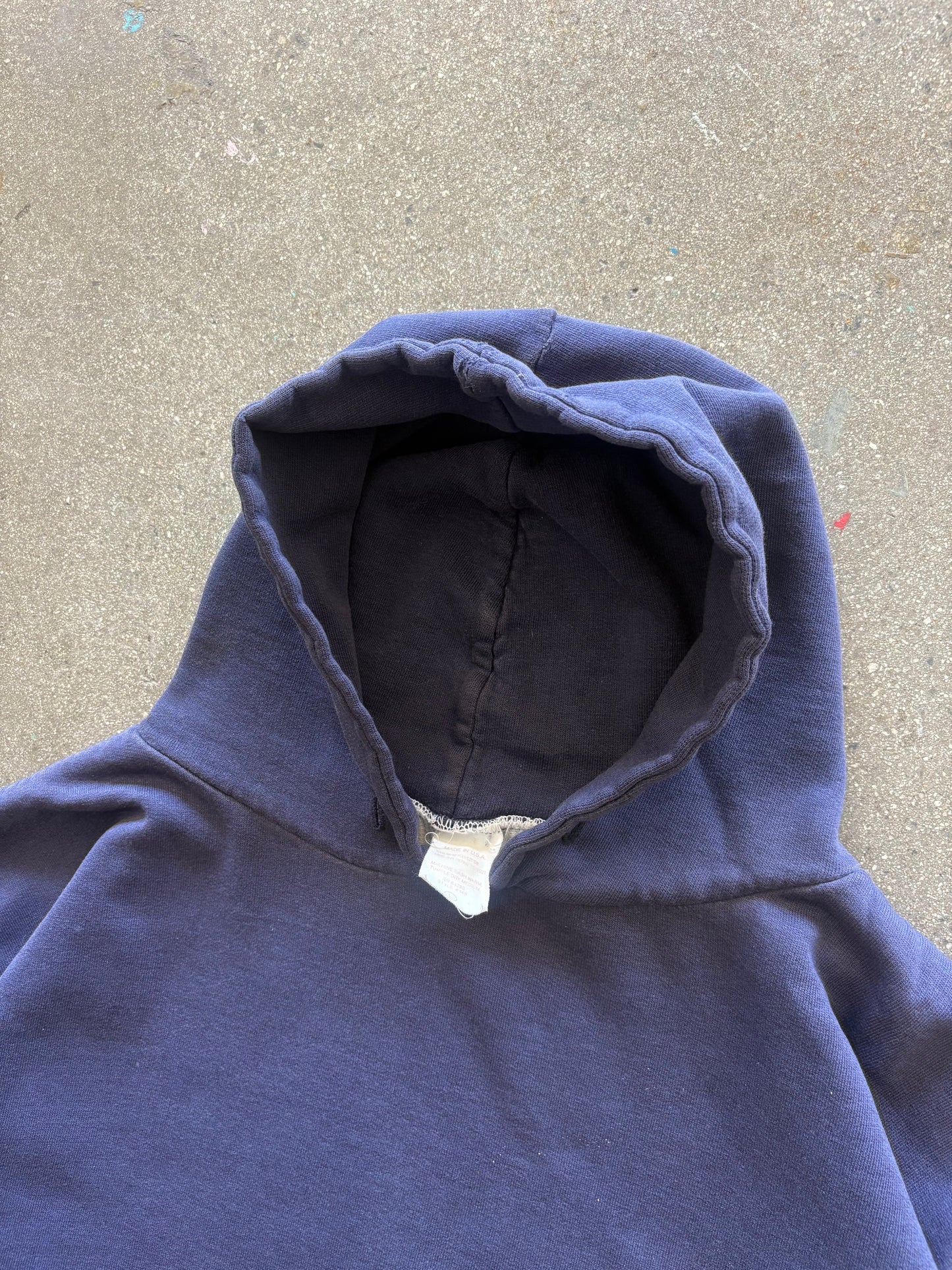 80’S NAVY THERMAL LINED HOODIE - M