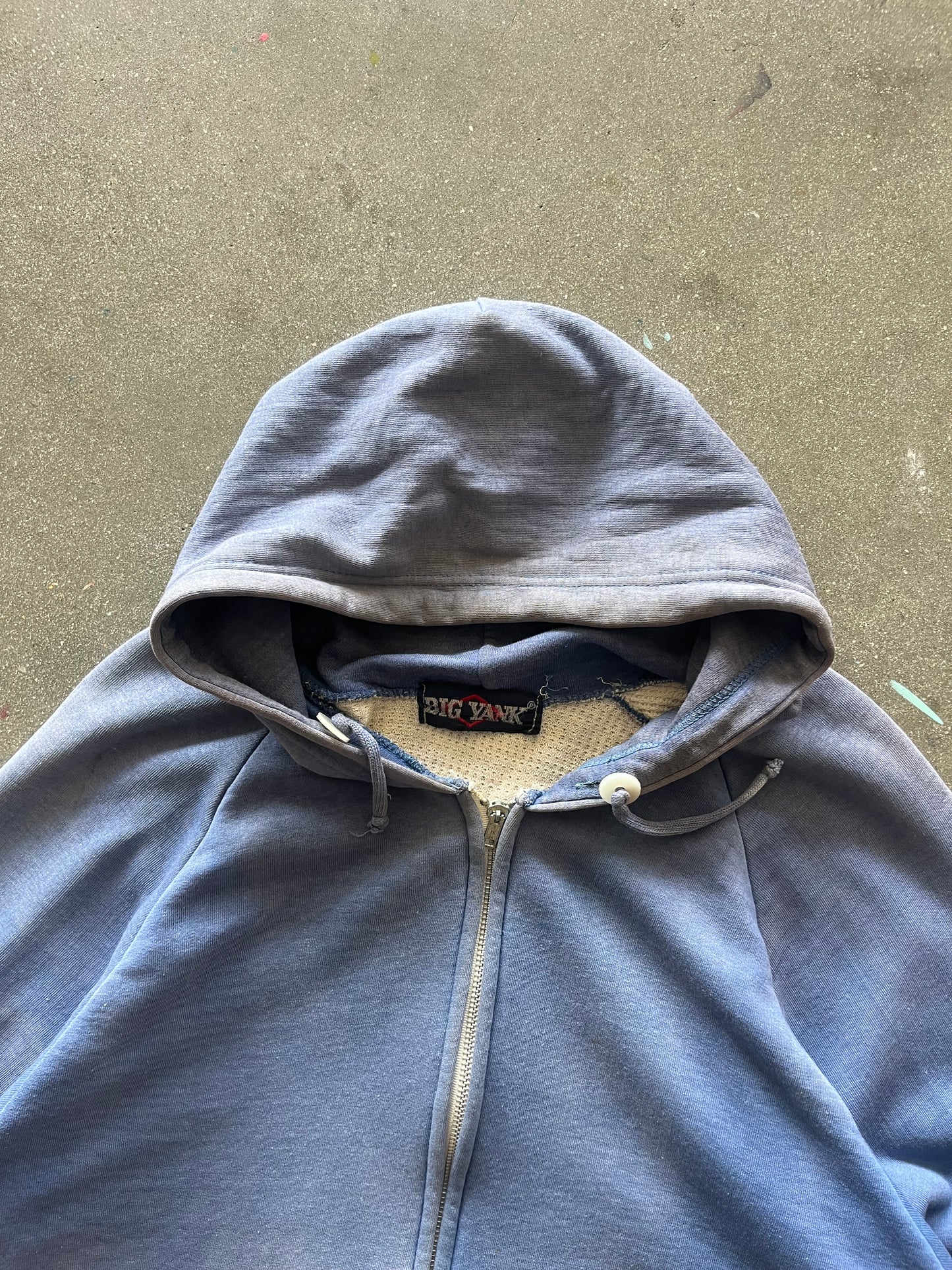 70’S SUNFADED BLUE BIG YANK THERMAL LINE ZIP UP - L
