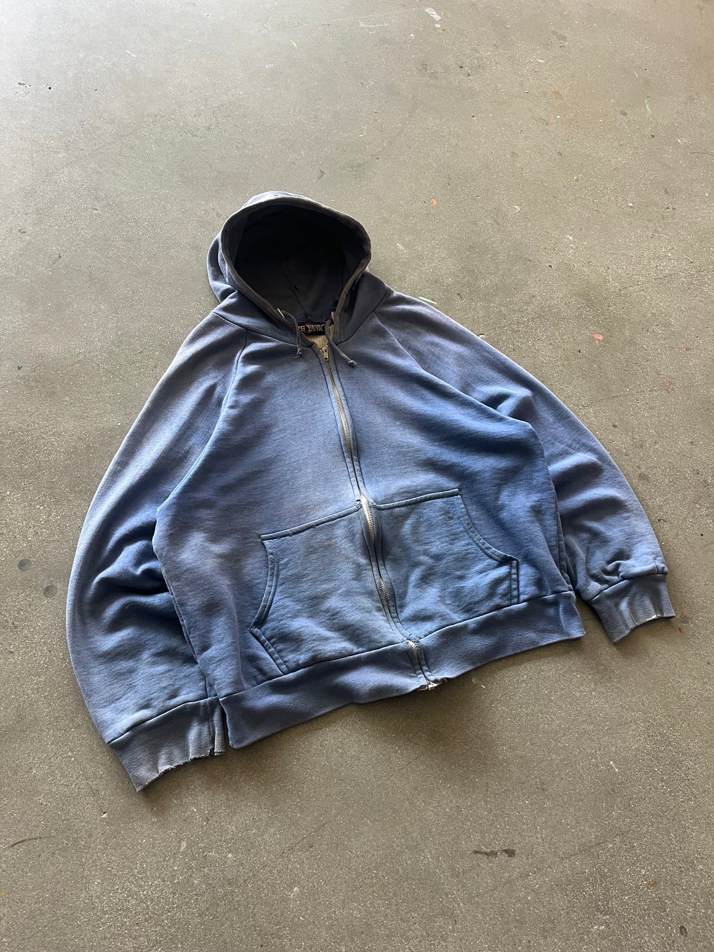 70’S SUNFADED BLUE BIG YANK THERMAL LINE ZIP UP - L