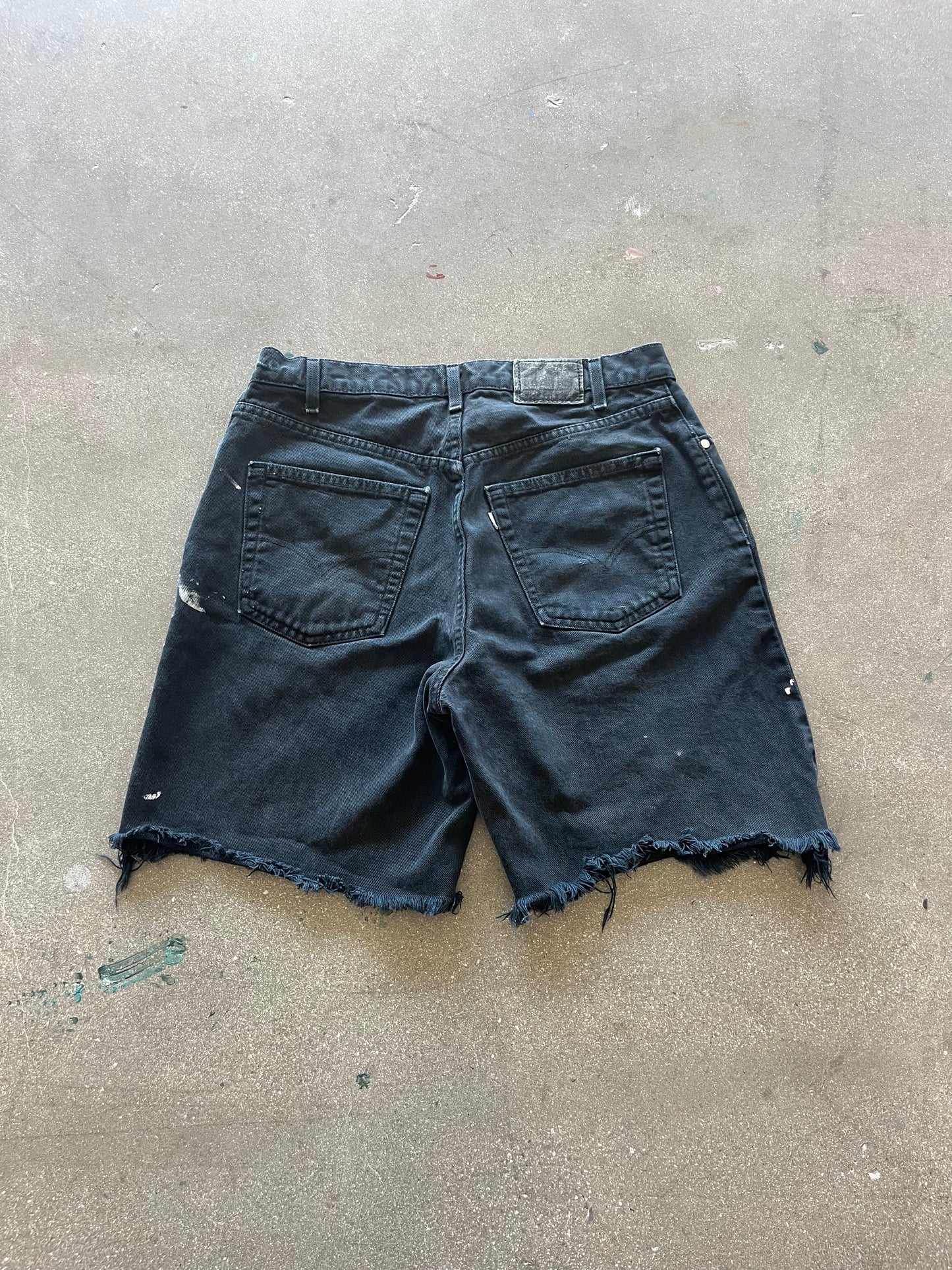 90’S BLACK PAINT SPLATTER SILVERTAB CUTOFF JORTS - 33